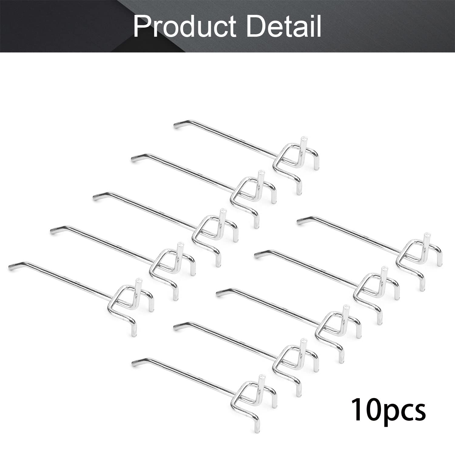 MroMax Pegboard Hooks 10Pcs - Silver Grid Wall Hooks for Supermarket Display, Retail Shelving & Garage Organization - Durable Metal Pegboard Hooks for Home, Office & Store Storage Solutions