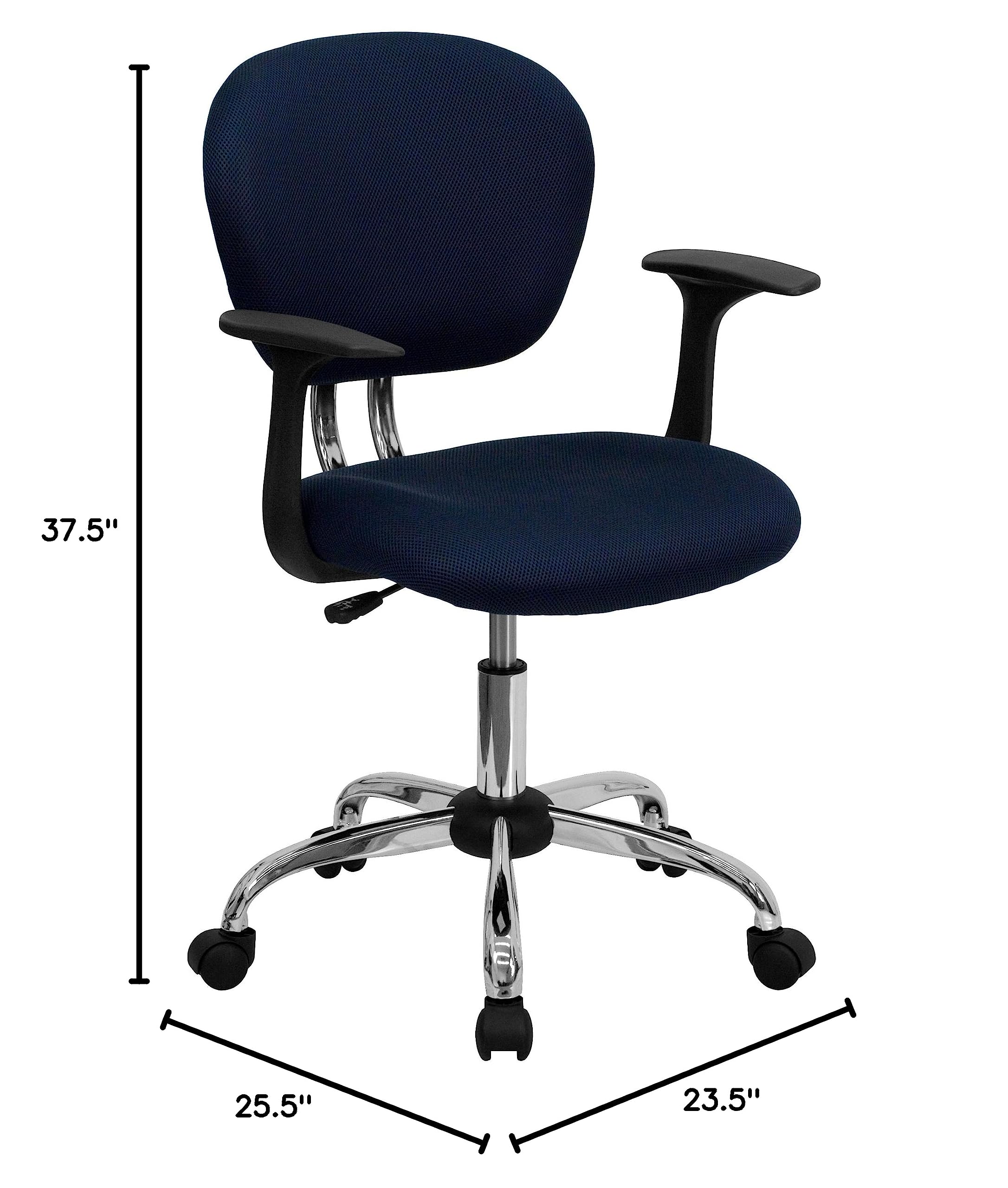 Ergonomic Mid-Back Navy Mesh Office Chair with Padded Seat & Adjustable Arms - Perfect for Home Office, Gaming & Workspace Comfort