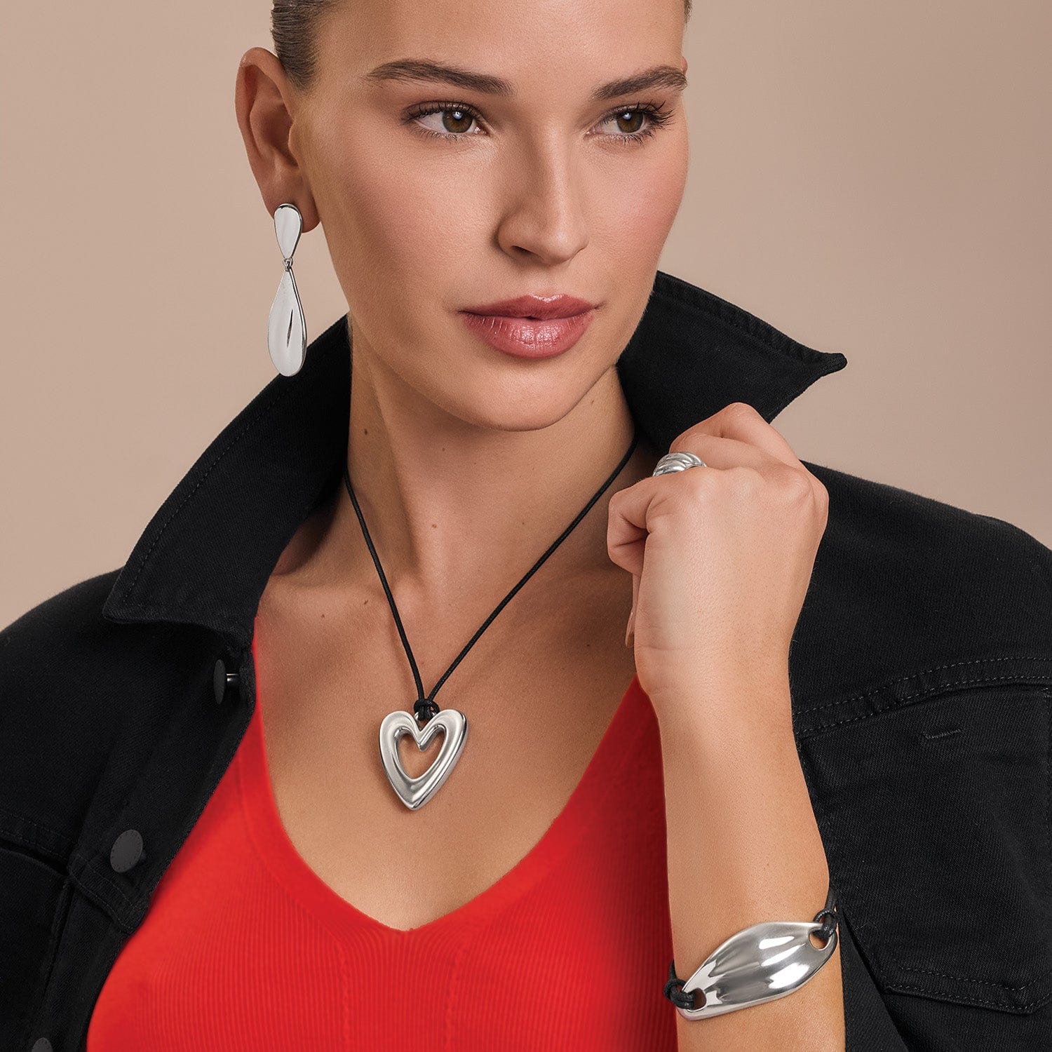 Cascade Open Heart Cord Necklace - Dainty Gold Pendant for Women, Minimalist Layering Jewelry | Perfect for Valentine's Day, Anniversary, Birthday Gifts & Everyday Wear