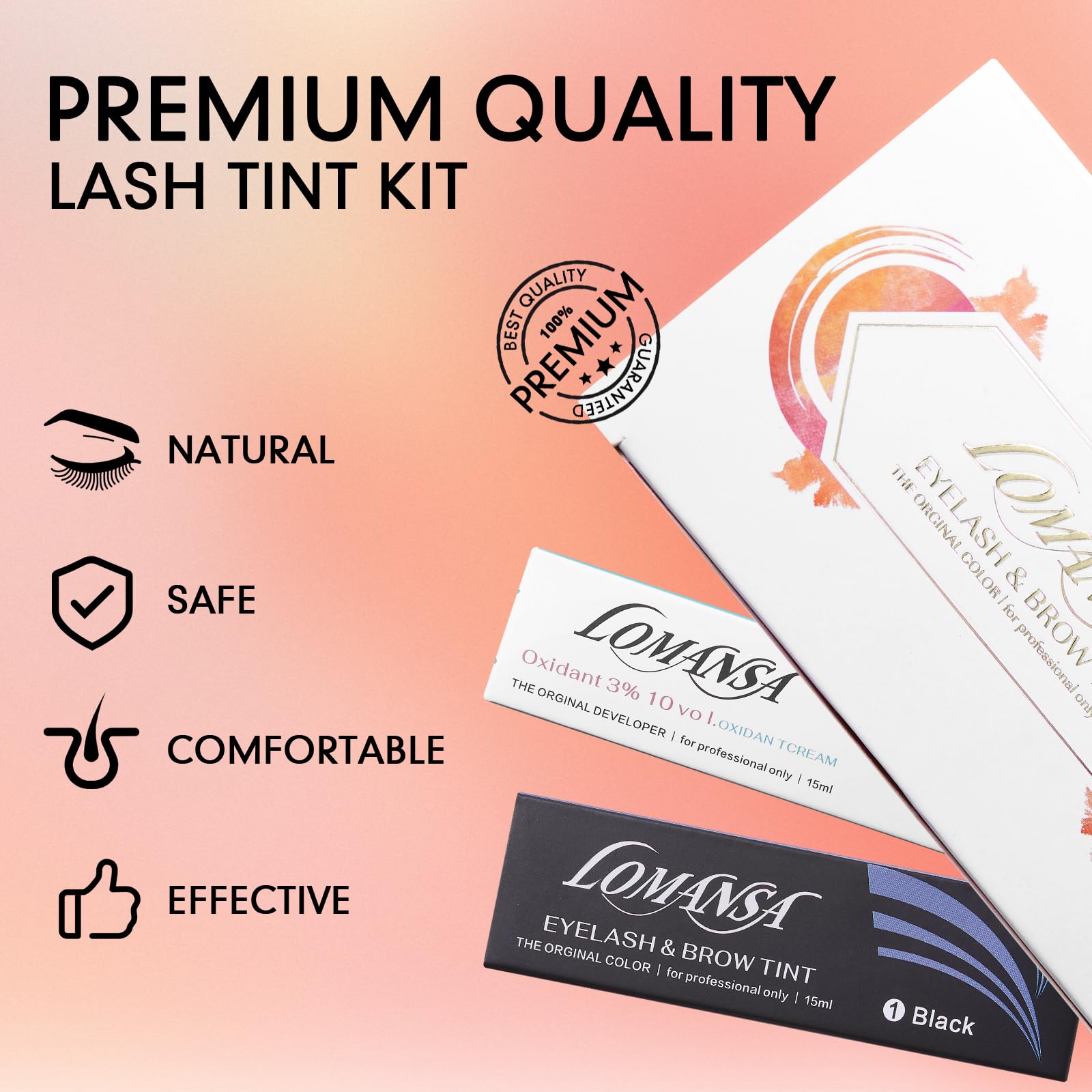 Lomansa Black Eyelash Color Kit - Keratin Voluminous Lash Tint for Natural Look (15ml) with Complete Salon Tools - Perfect for Professional Lash Styling & Home Use