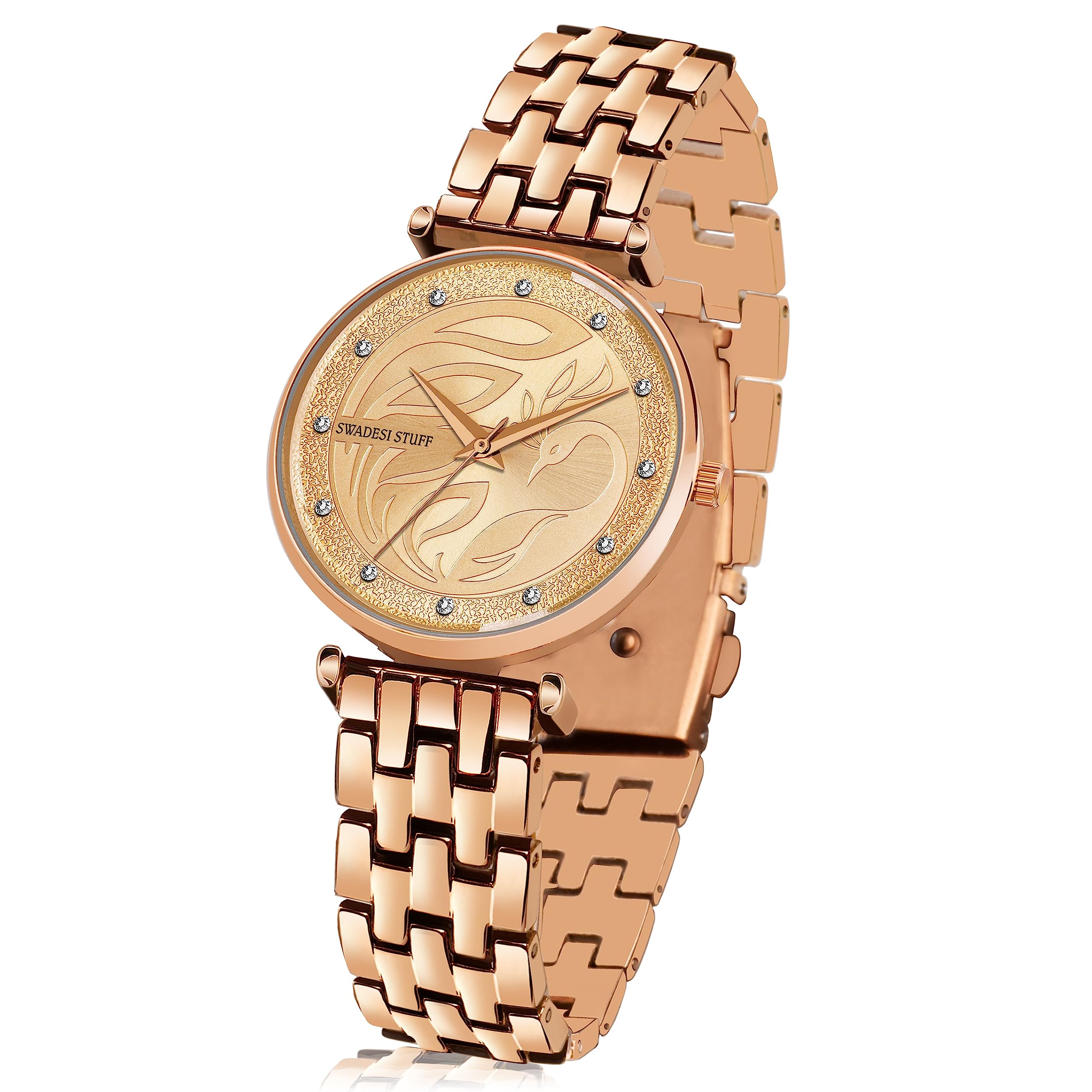 Premium Phoenix Peacock Women's Watch - Stainless Steel Strap for Elegant Occasions