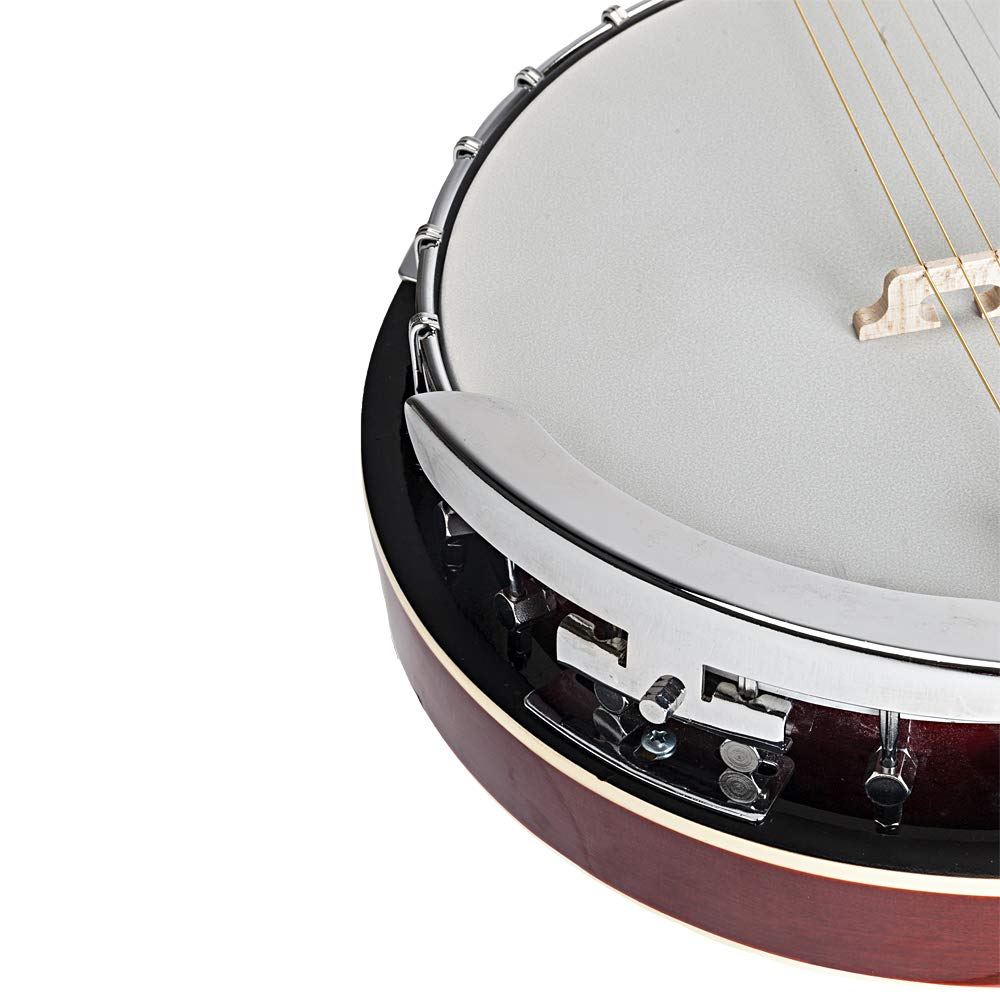 Premium 6-String Banjo - Professional Grade Wood & Metal Construction in White & Natural Wood Finish | Perfect for Bluegrass, Folk Music & Stage Performances