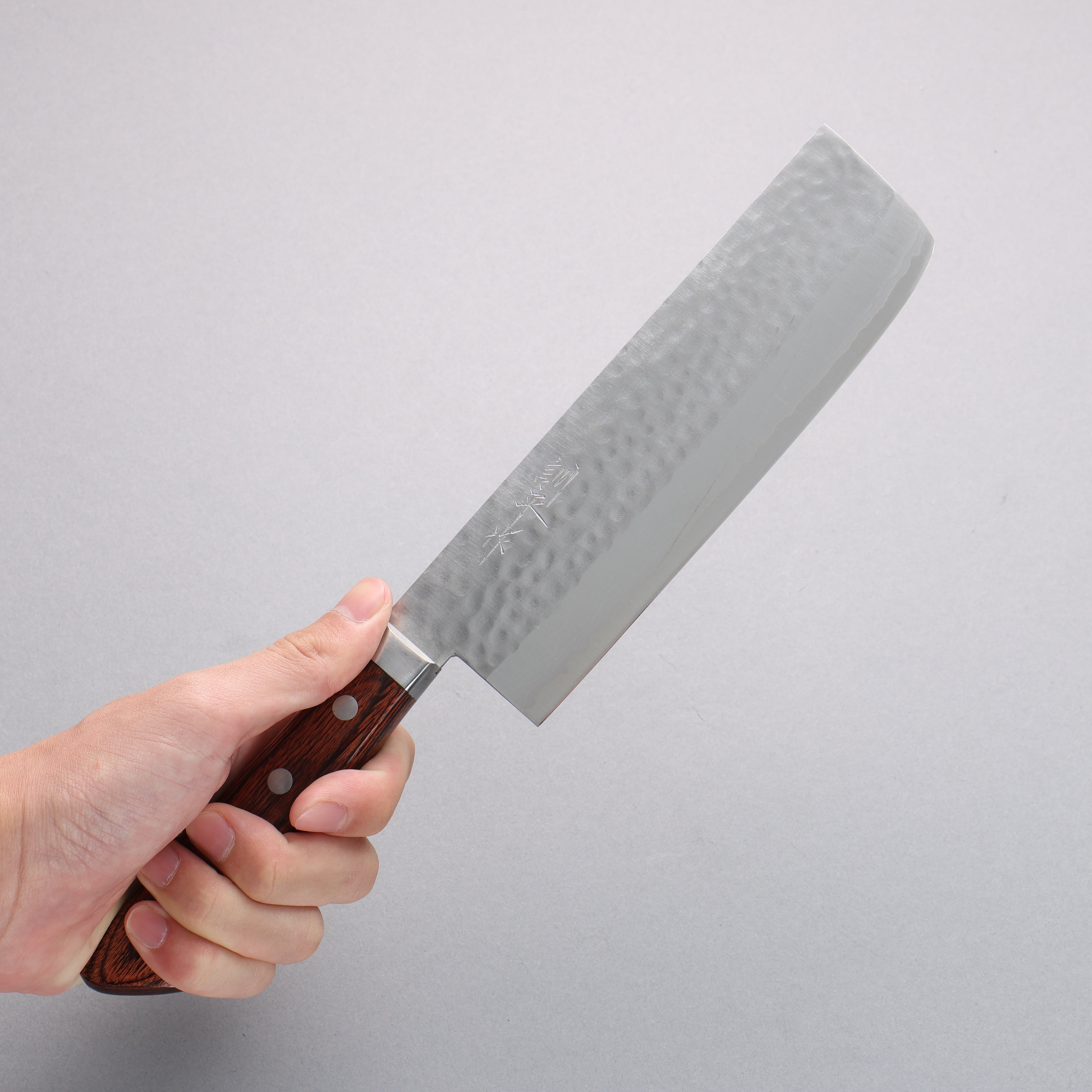 Premium Kunihira Kokuryu VG10 Damascus Nakiri Knife 165mm - Japanese Mahogany Pakkawood Handle - Professional Chef & Home Cooking Vegetable Chopper