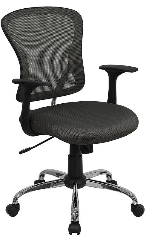 FLASH Alfred Mid Back Black Mesh Swivel Task Office Chair with Chrome Base and Arms - Ergonomic Desk Chair for Home Office, Computer Work & Gaming