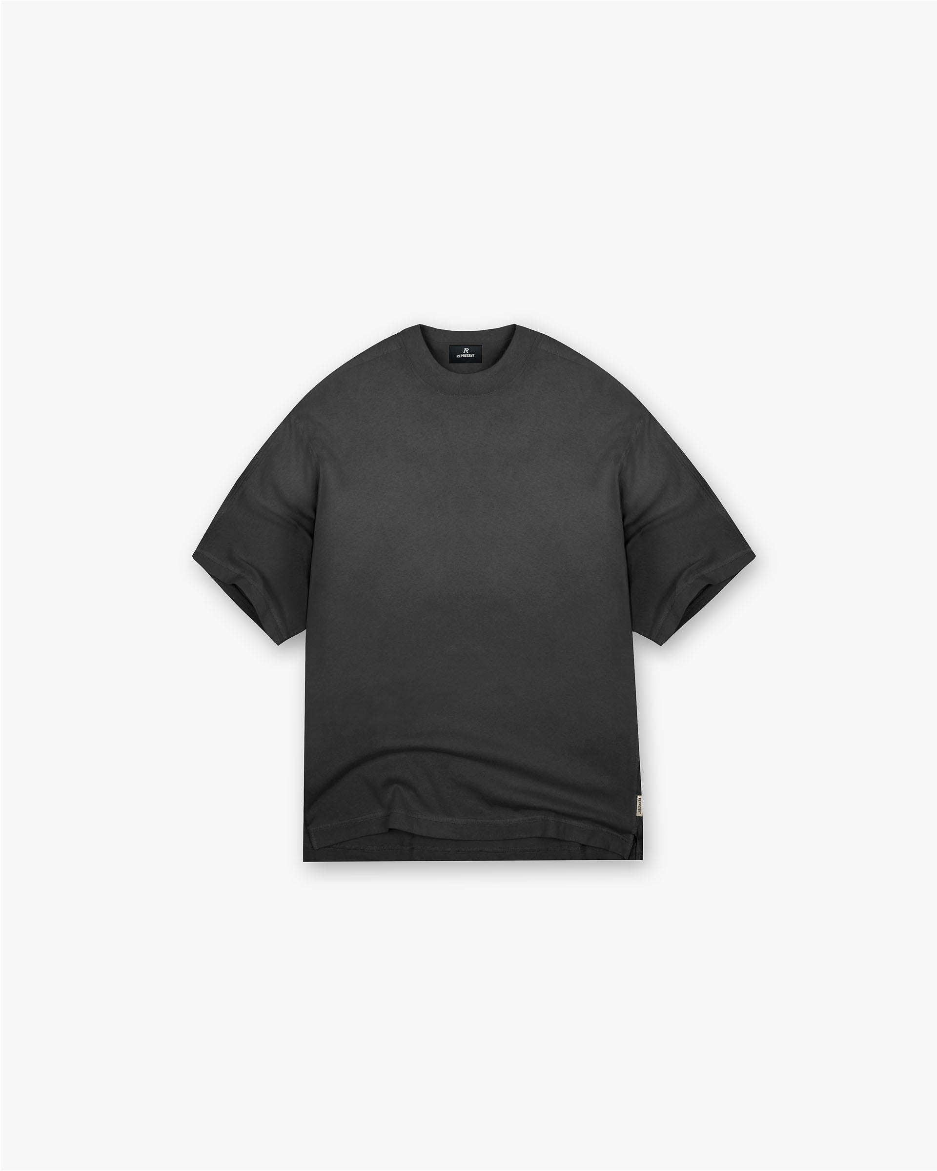 Stepped Hem T-Shirt in Stained Black - Trendy Distressed Look for Casual Outfits & Streetwear Style