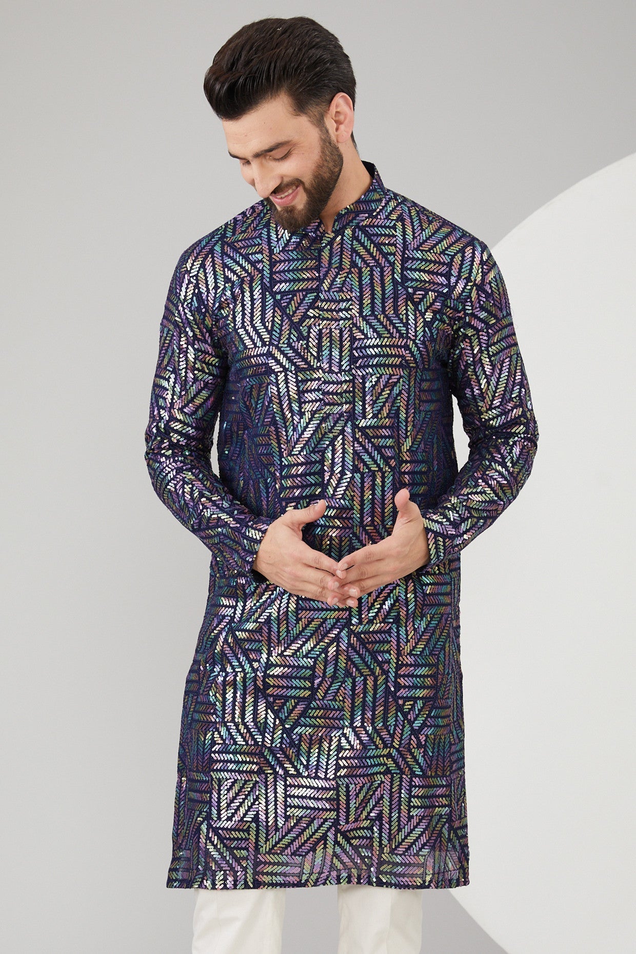 Multi-Colored Georgette Sequins Embroidered Kurta for Women | Elegant Indian Party Wear & Festive Occasion Outfit | Perfect for Weddings, Diwali & Special Events