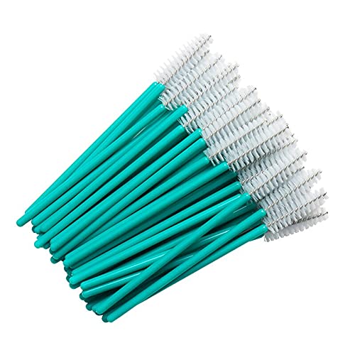 50 Pcs Disposable Makeup Brushes Set - Eyelash Applicator, Crystal Wands & Diamond Brushes for Professional Cosmetics (Deep Green/White Handle) - Perfect for Salon, Home Makeup & Travel Beauty Kit