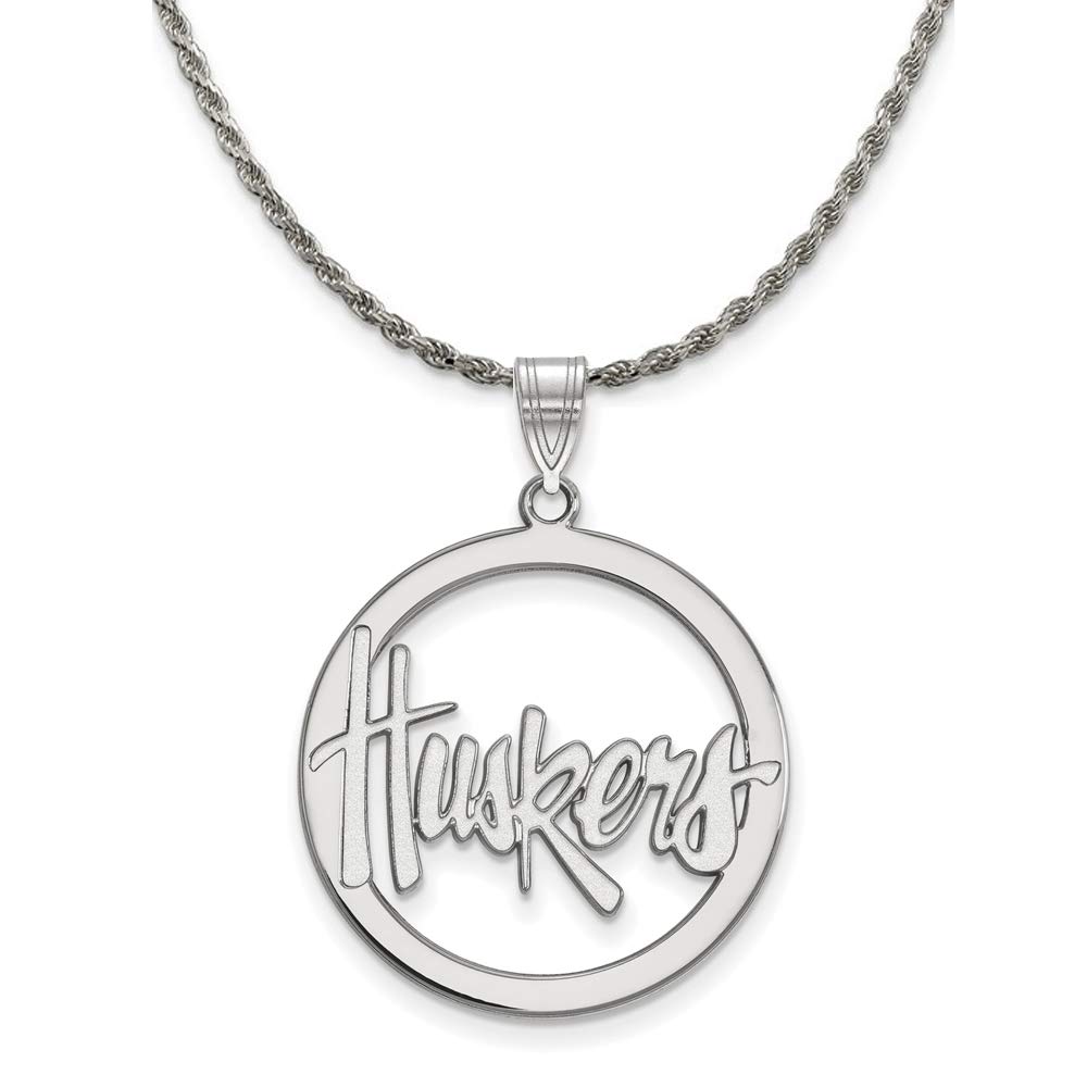Nebraska Sterling Silver Circle Pendant Necklace - Perfect for Gifts & School Pride