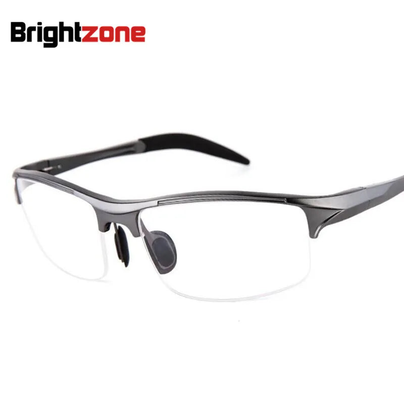 Brightzone Men's Semi-Rim Square Aluminum Sport Eyeglasses 70188 - Lightweight Durable Frames for Running, Cycling & Outdoor Activities