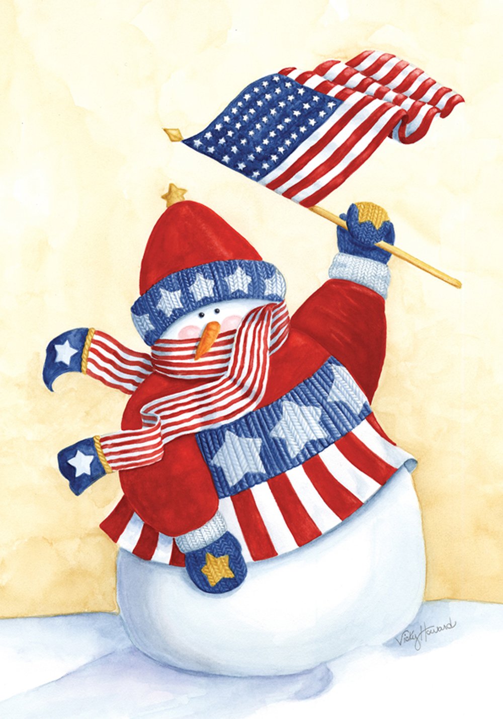 Toland Home Garden 12x18 Inch Double Sided Winter Snowman Flag - Patriotic Star Spangled Outdoor Yard Decoration for House & Garden | Perfect for Christmas, Winter Holidays & Seasonal Home Decor