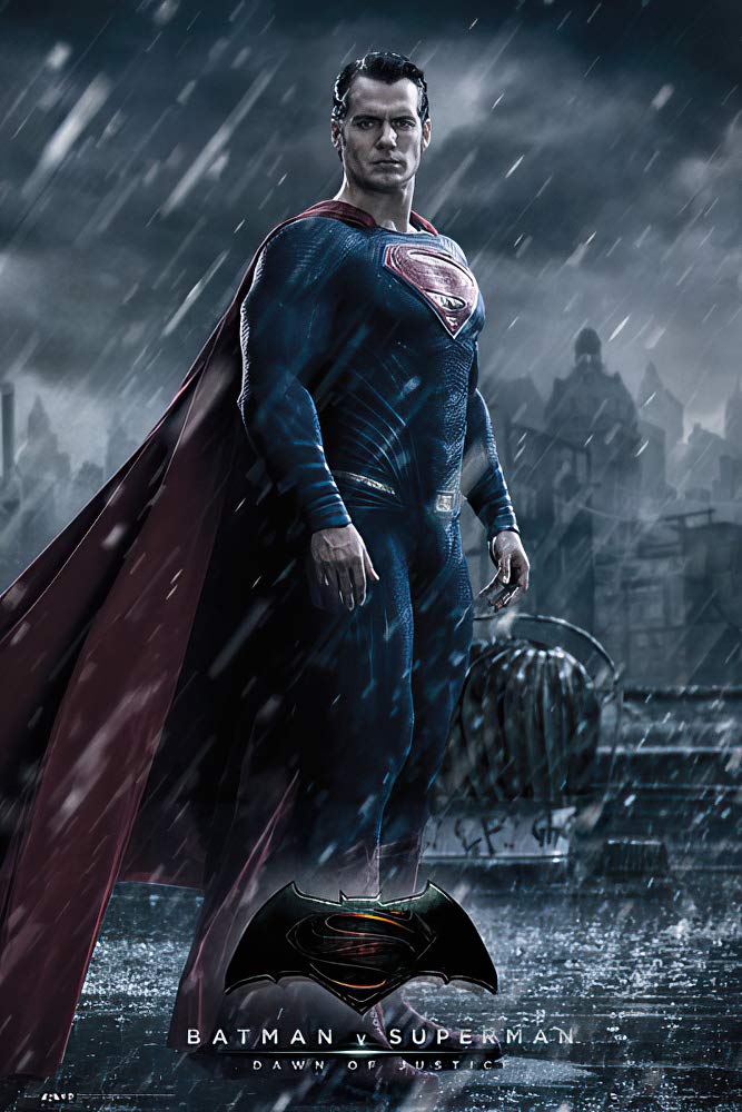 Batman vs Superman Dawn of Justice Movie Poster 24x36 Inches - Premium Quality DC Comics Wall Art Print with Black Hanger - Perfect for Home Theater, Man Cave, or Superhero Bedroom Decor