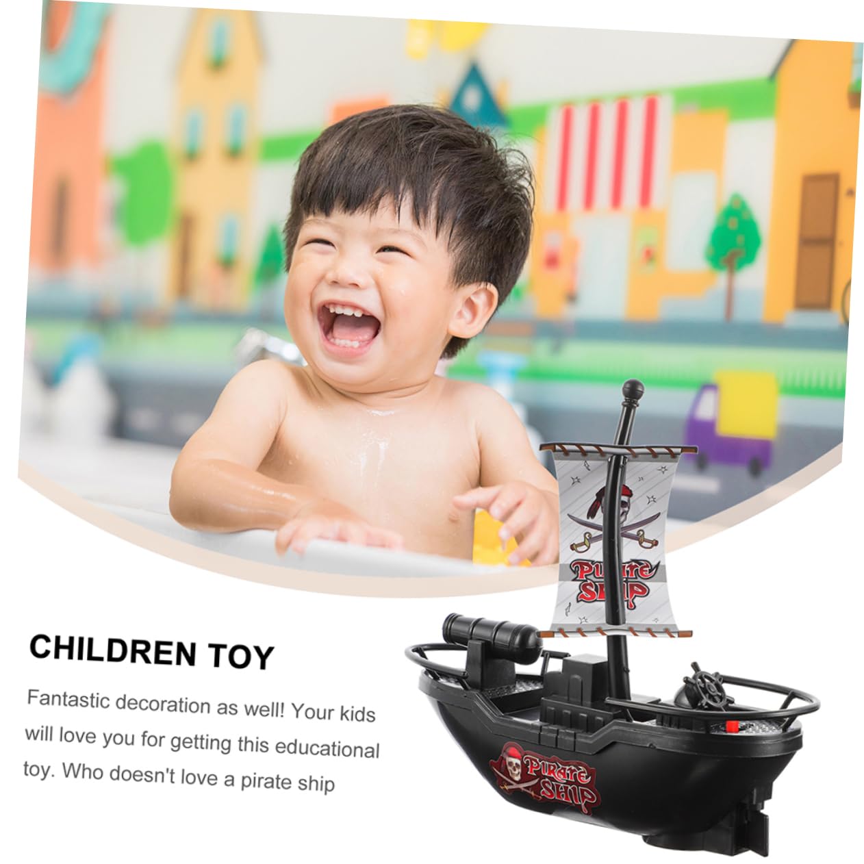 UPKOCH 8 Pack Pirate Boat Bathtub Toys - Plastic Sailboat Set for Kids, Pool & Water Play - Summer Fun, Bath Time, Outdoor Adventures (Black)