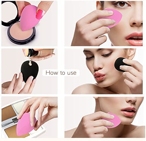 HUDACRUSH 7-Piece Beauty Blender Set - Latex-Free Makeup Sponge Puff for Liquid Foundation, Cream & Powder (4 Large + 3 Small) - Wet & Dry Cosmetic Blenders with Cute Storage Jar - Perfect for Everyday Makeup, Professional Application & Travel