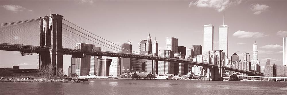 Peel & Stick Wall Murals - Brooklyn Bridge Skyline Black & White Wallpaper (84