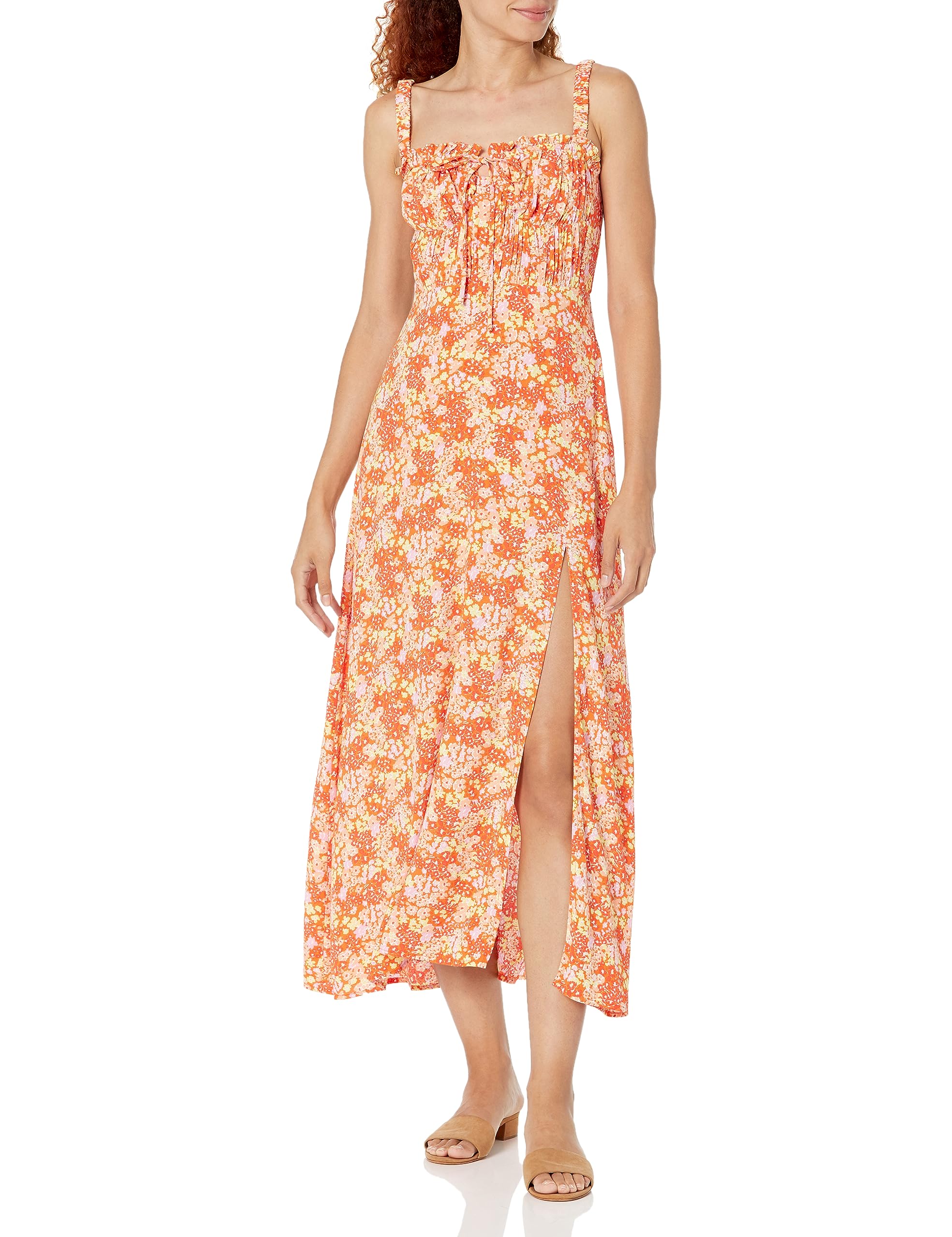 ASTR the Label Women's Elsie Dress - Flowy Midi Dress with Floral Print, Perfect for Summer Weddings, Brunch & Date Nights