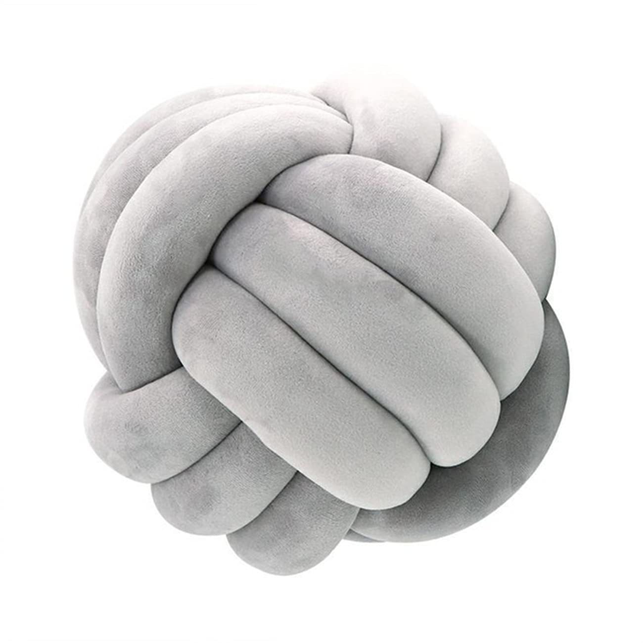QIANFU Knot Pillow Ball Round Cushion - Soft Plush Decorative Throw Pillow for Sofa, Bed, Nursery (7.8 Inch, Light Grey) - Perfect for Home Decor, Living Room Accent & Cozy Comfort