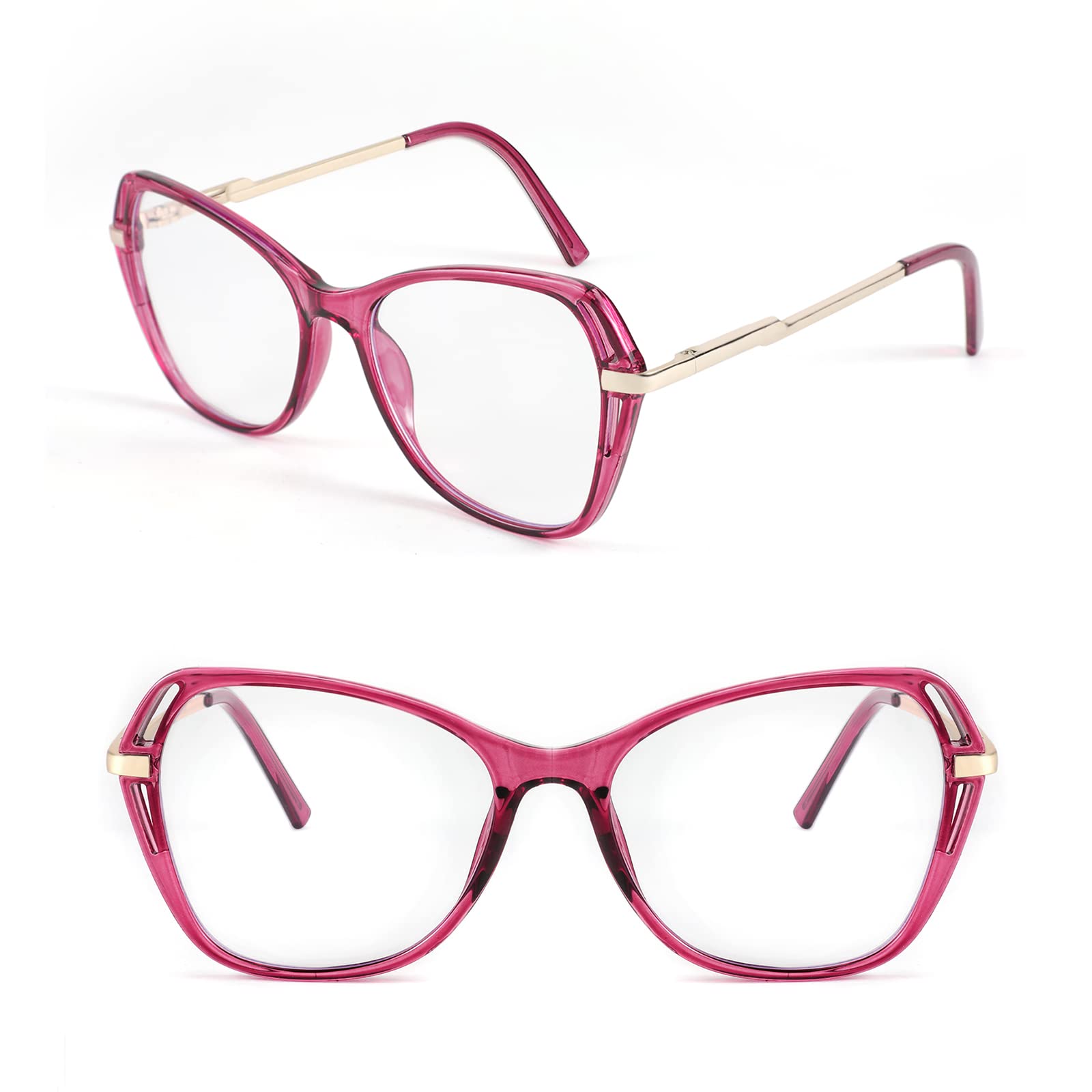 FEISEDY Blue Light Blocking Glasses for Women & Men - Anti Eye Strain Computer Glasses with Cateye Frame (Model B4069) - Perfect for Office Work, Gaming & Screen Time