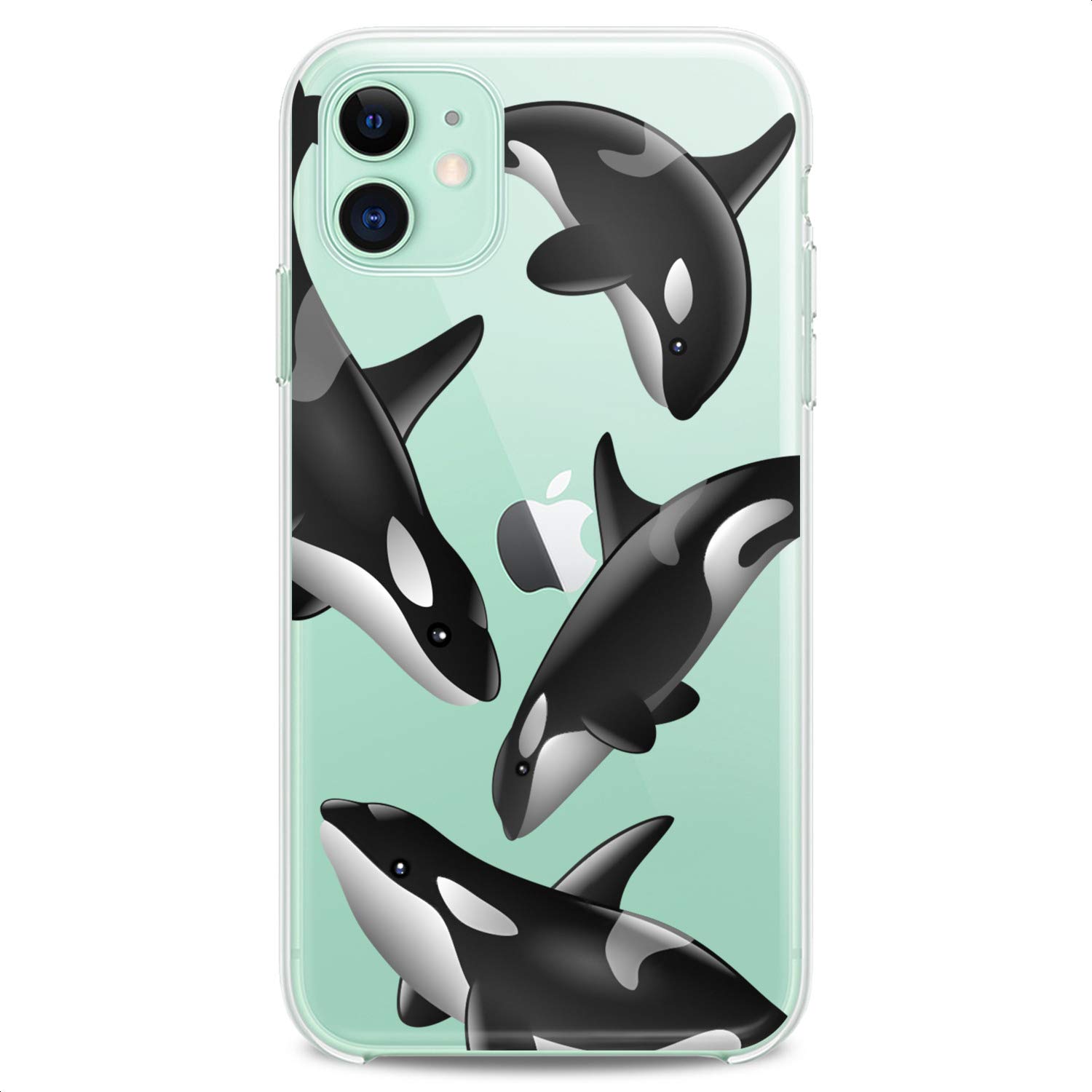 Premium Flexible TPU Phone Case for iPhone 16/15/14/13/12/11 Pro Max/Plus/Mini/XS/XR/X/8/7/6/5/SE - Cute Whale Print Silicone Cover with Slim Clear Design - Perfect for Women Girls Teens & Animal Lovers (Home Office Travel Protection)