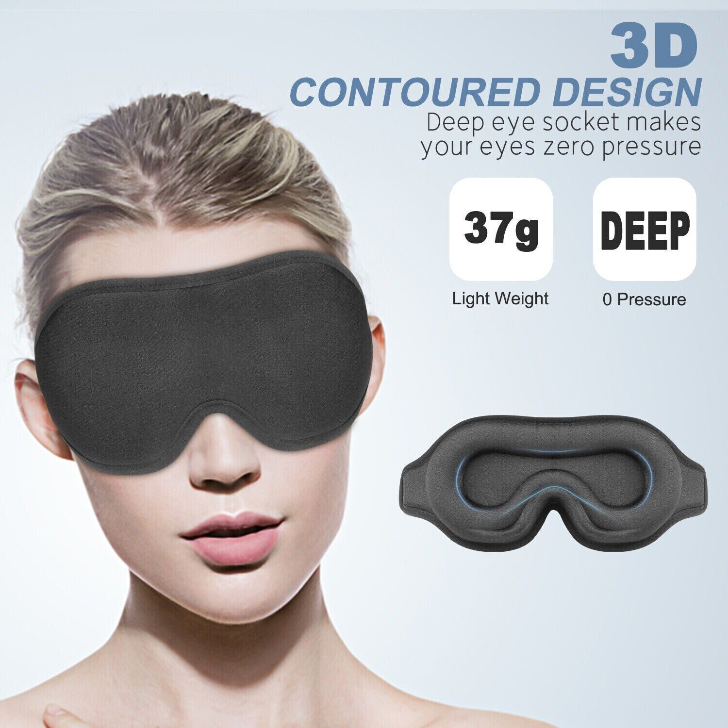 3D Sleep Mask for Men & Women - Blackout Eye Mask for Sleeping, Travel & Relaxation - Perfect for Night Shifts, Airplane Travel & Meditation
