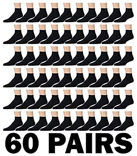 Wholesale Bulk Pack of 60 Pairs Kids Ankle Athletic Sports Socks by Yacht & Smith - Perfect for School, Soccer, Basketball & Daily Wear - SOCKS'NBULK