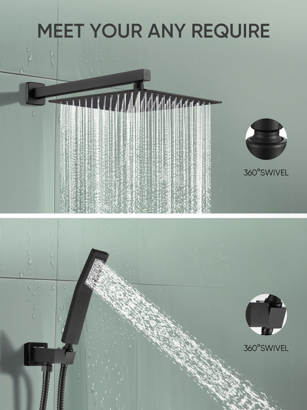Premium Matte Black Shower System - 10
