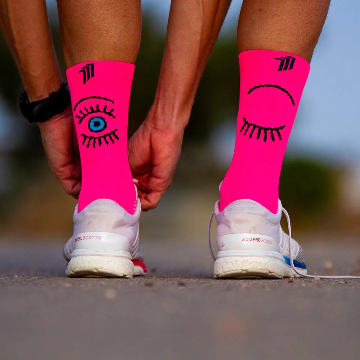 Sporkcs Pink Running Socks for Women - Breathable Cushioned Athletic Socks for Jogging, Gym & Marathon - Comfortable Performance Socks for Sports & Workout