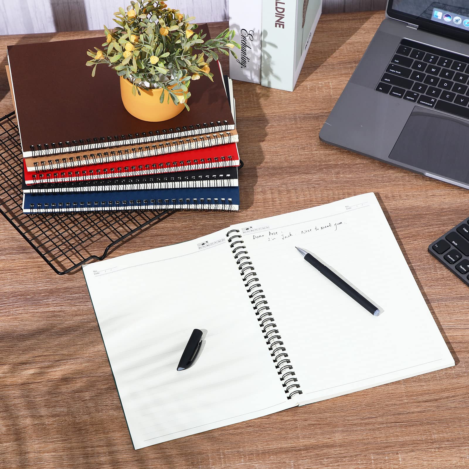Epakh 6-Pack B5 Spiral Notebooks - Ruled Lined Paper Journals, 70 Sheets/140 Pages, 10.5 x 7.3 Inch Wire Bound Notepad with Hard Cover - Multi Color for Office, School, Travel & Sketching