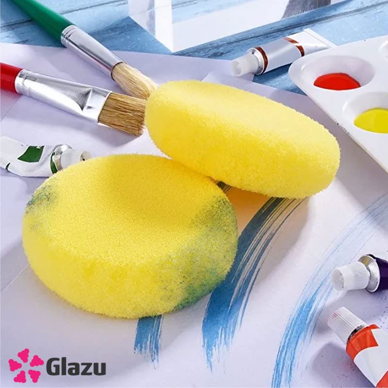 GLAZU Premium Yellow Painting Sponge - Smooth & Even Paint Application, Easy to Clean, Reusable (2-Pack) - Perfect for Walls, Furniture, DIY Crafts & Home Renovation Projects