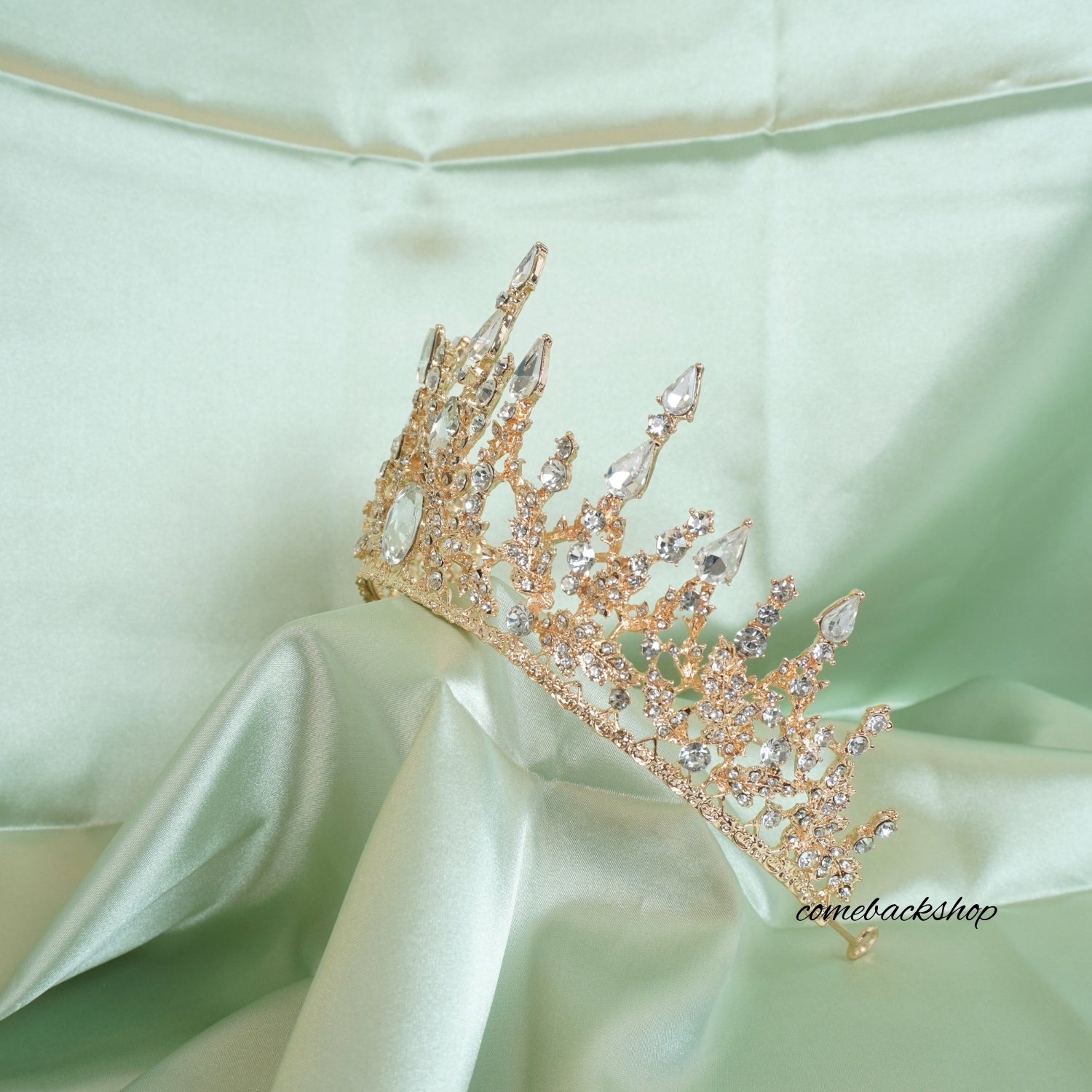 Sparkling Gold Princess Tiara for Girls - Crystal Hair Accessories for Weddings, Prom, Birthday Parties & Halloween Costumes | Perfect Christmas Gift for Little Princesses | Great for Dress-Up, Pageants & Special Occasions