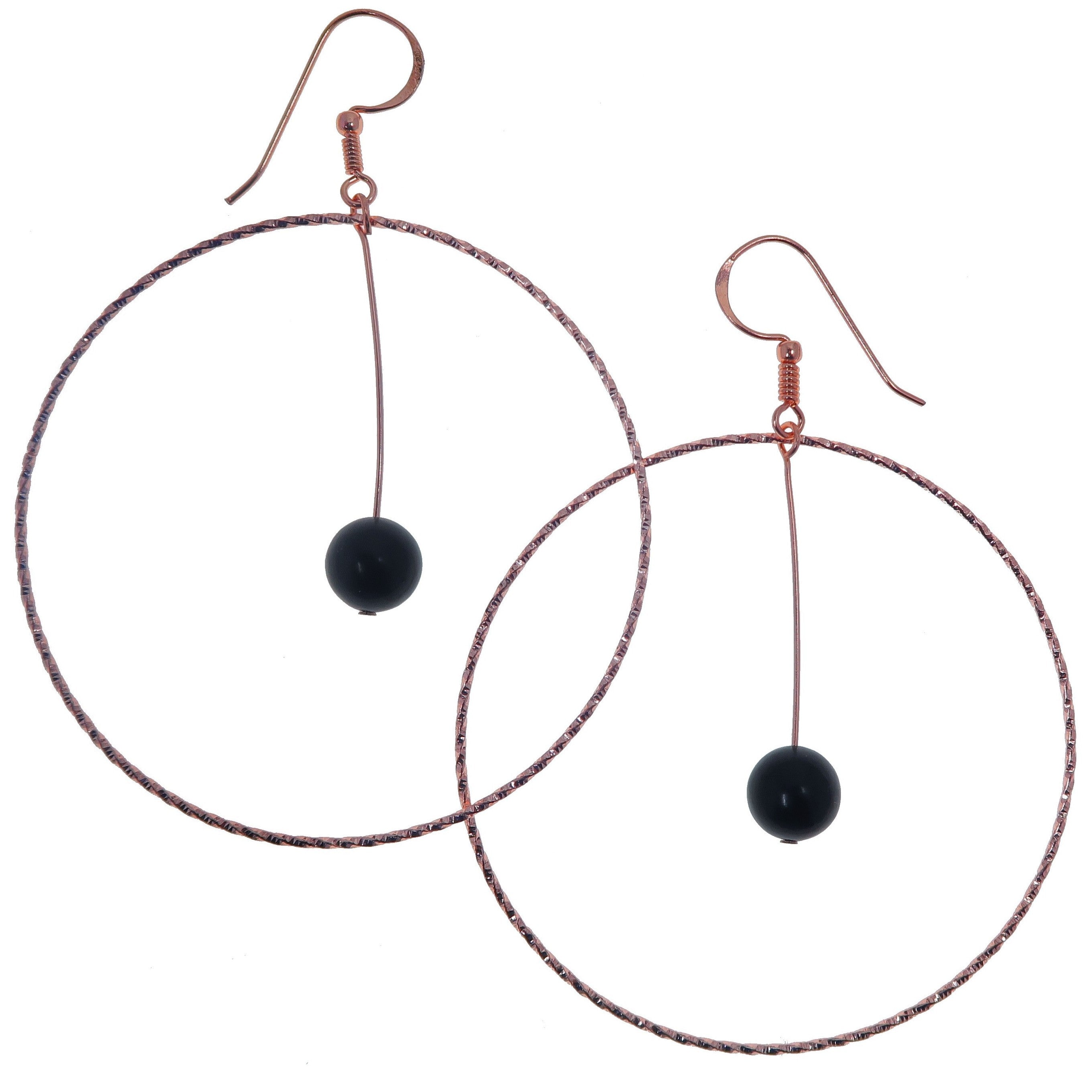 Jet Black Hoop Earrings for Women - Circle of Confidence Protection Copper Jewelry - Perfect for Everyday Wear & Special Occasions