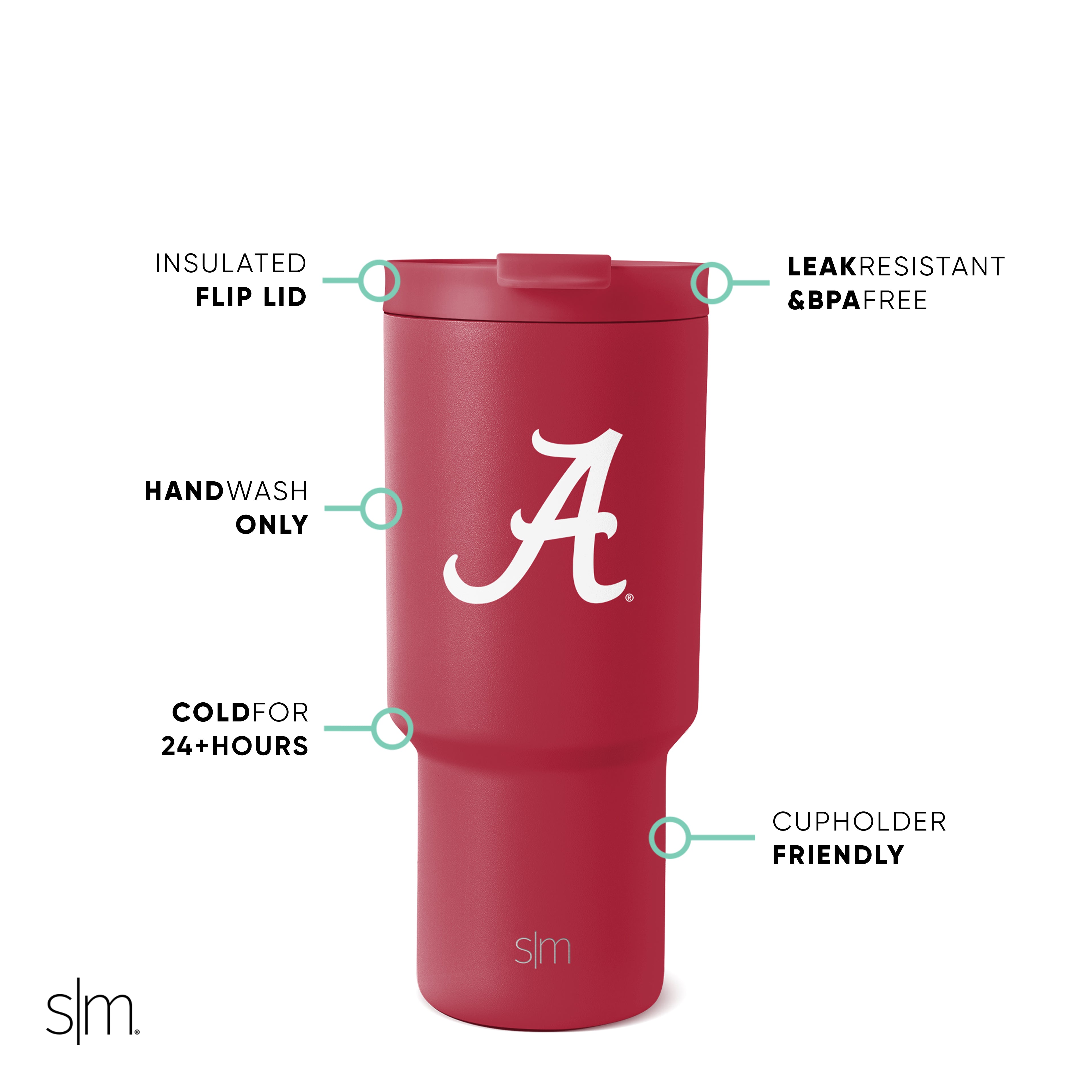 Collegiate Trek Tumbler - Insulated Stainless Steel Water Bottle with Lid & Straw - Perfect for School, Hiking, and Outdoor Adventures