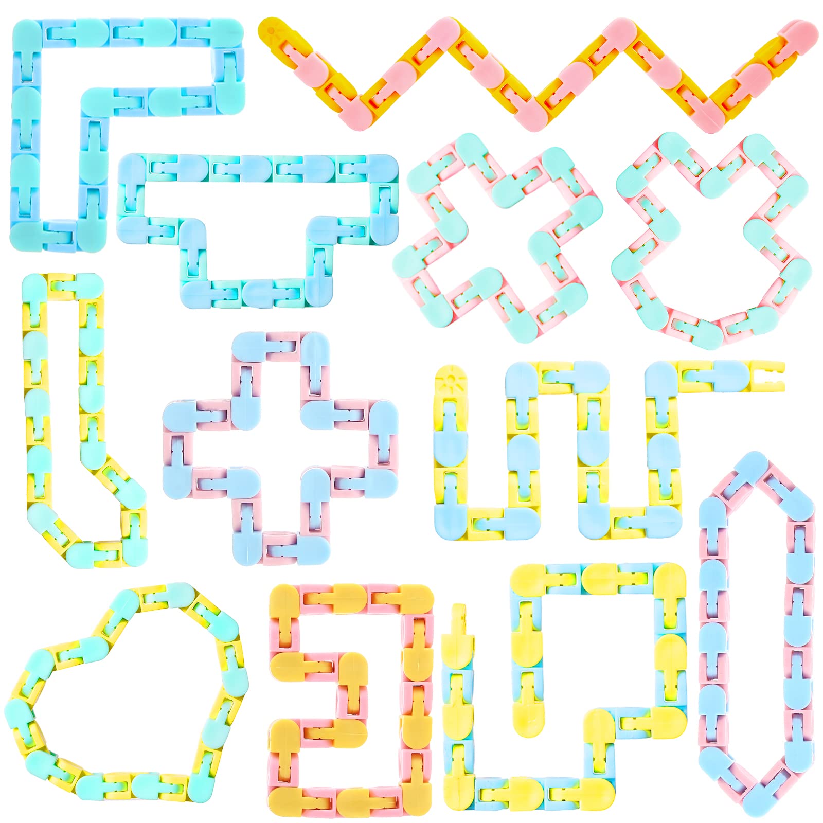 **Woosir 12 Pack Wacky Tracks Fidget Toys for Kids & Adults - Sensory Stress Relief Toys, Snap & Click Mini Fidgets for Anxiety, Party Favors, Classroom Rewards (Macaron Colors)**    *(Perfect for Stress Relief, ADHD Focus, Classroom Activities & Party Giveaways!)*