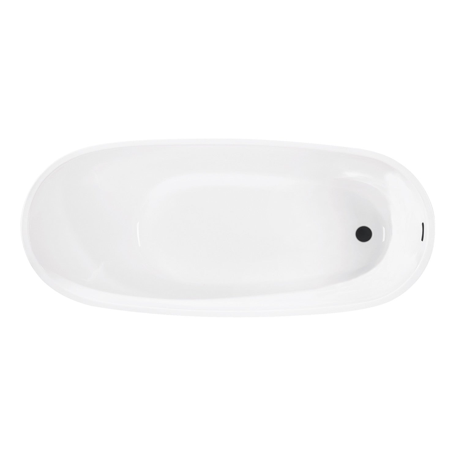Aqua Eden 54 Inch Acrylic Oval Freestanding Bathtub - Glossy White/Matte Black Slipper Tub with Drain | Modern Soaking Tub for Luxury Bathroom & Spa Relaxation