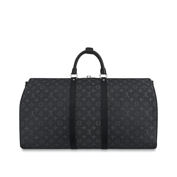 LV Keepall Bandouliere 55 Monogram Eclipse Travel Duffle Bag - Stylish Carry-On Luggage for Weekend Getaways & Business Trips