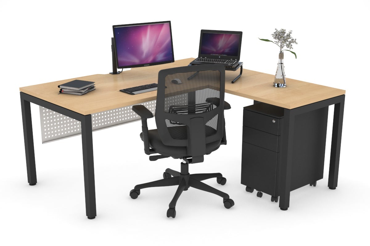 L Shaped Corner Office Desk with Quadro Square Legs - 1400L x 1800W Dimensions, Cable Management Scallop - Perfect for Home Office, Gaming Setup & Small Workspace