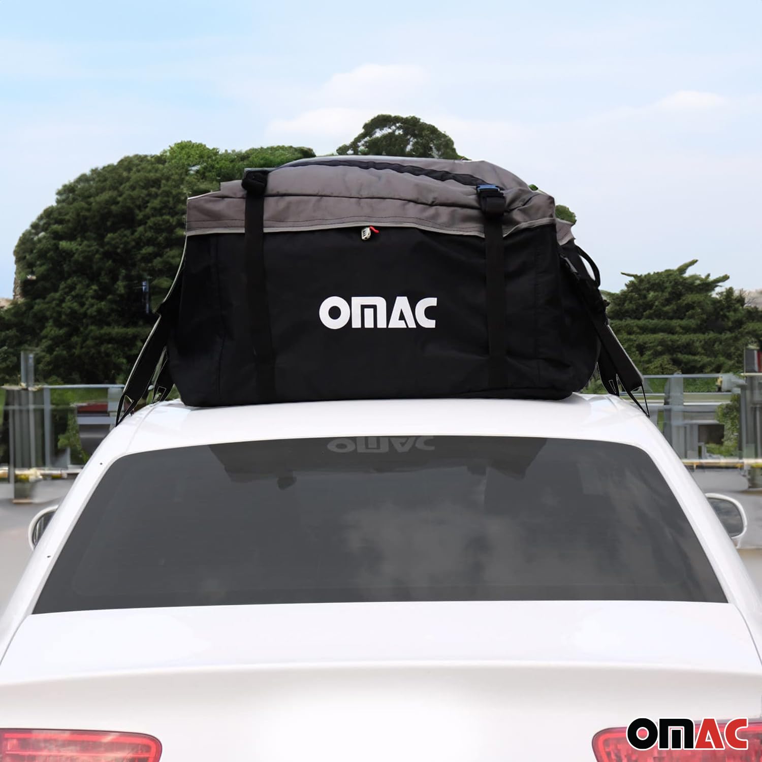 OMAC Waterproof Car Roof Storage Bag - Heavy Duty Rooftop Cargo Carrier for Travel & Camping | Fits SUVs, Trucks & Crossovers | Secure Luggage Transport for Road Trips & Outdoor Adventures