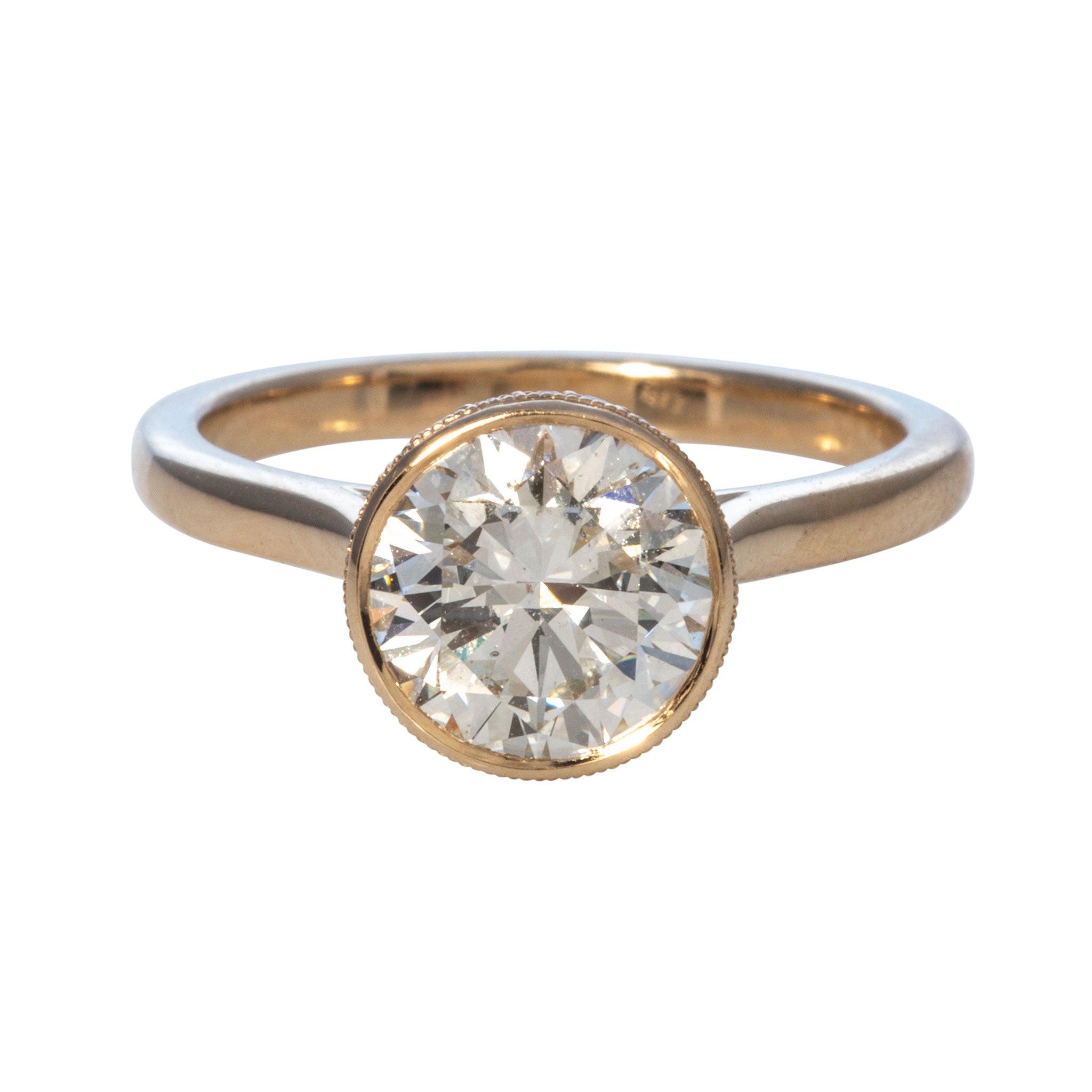 2ct Round Brilliant Diamond Bezel Set 14K Gold Engagement Ring for Women - Perfect Wedding Proposal, Anniversary Gift & Bridal Jewelry