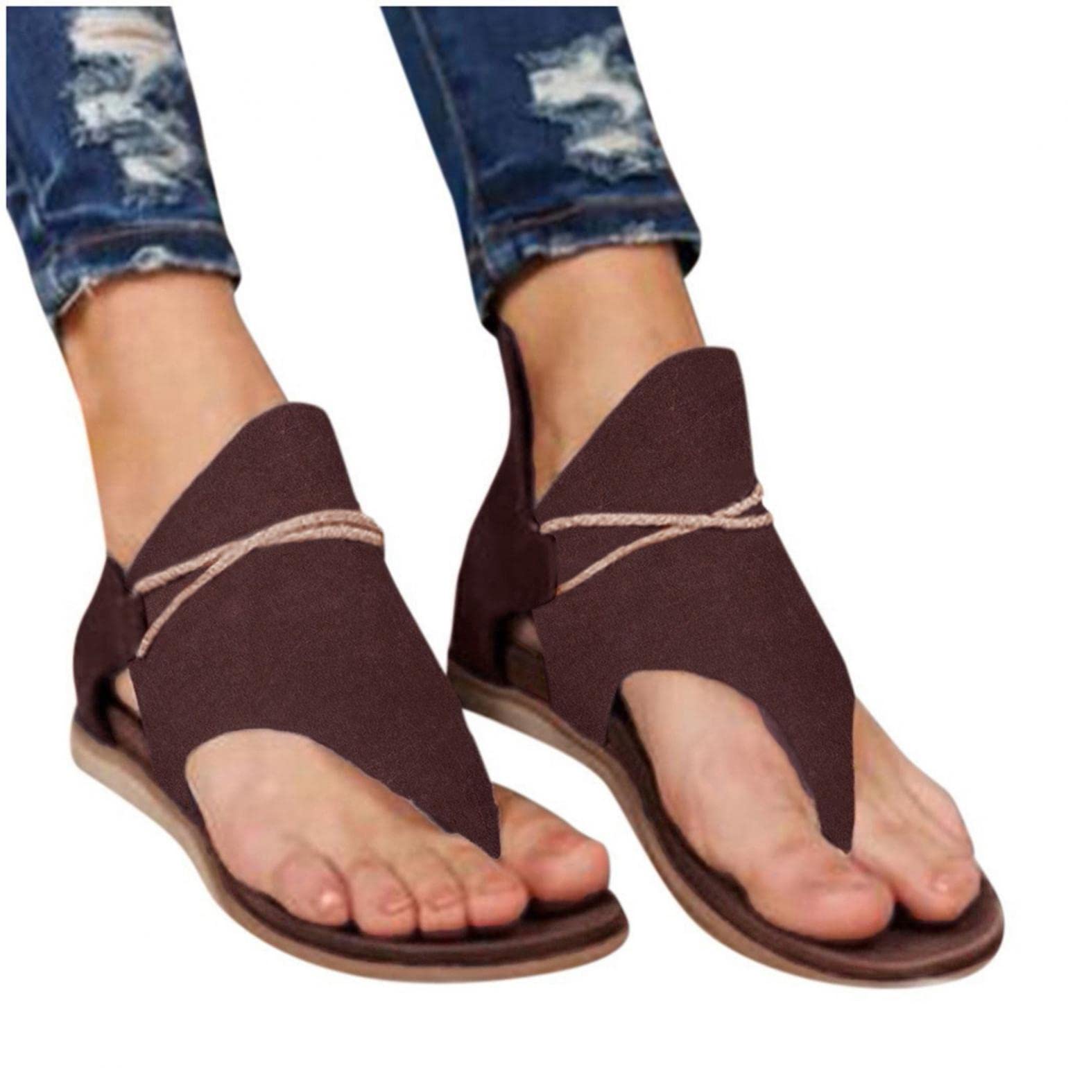 Women's Braided Clip Toe Dress Sandals - Strappy Roman Summer Slides & Flip Flops for Casual Outings, Beach Vacations & Evening Events