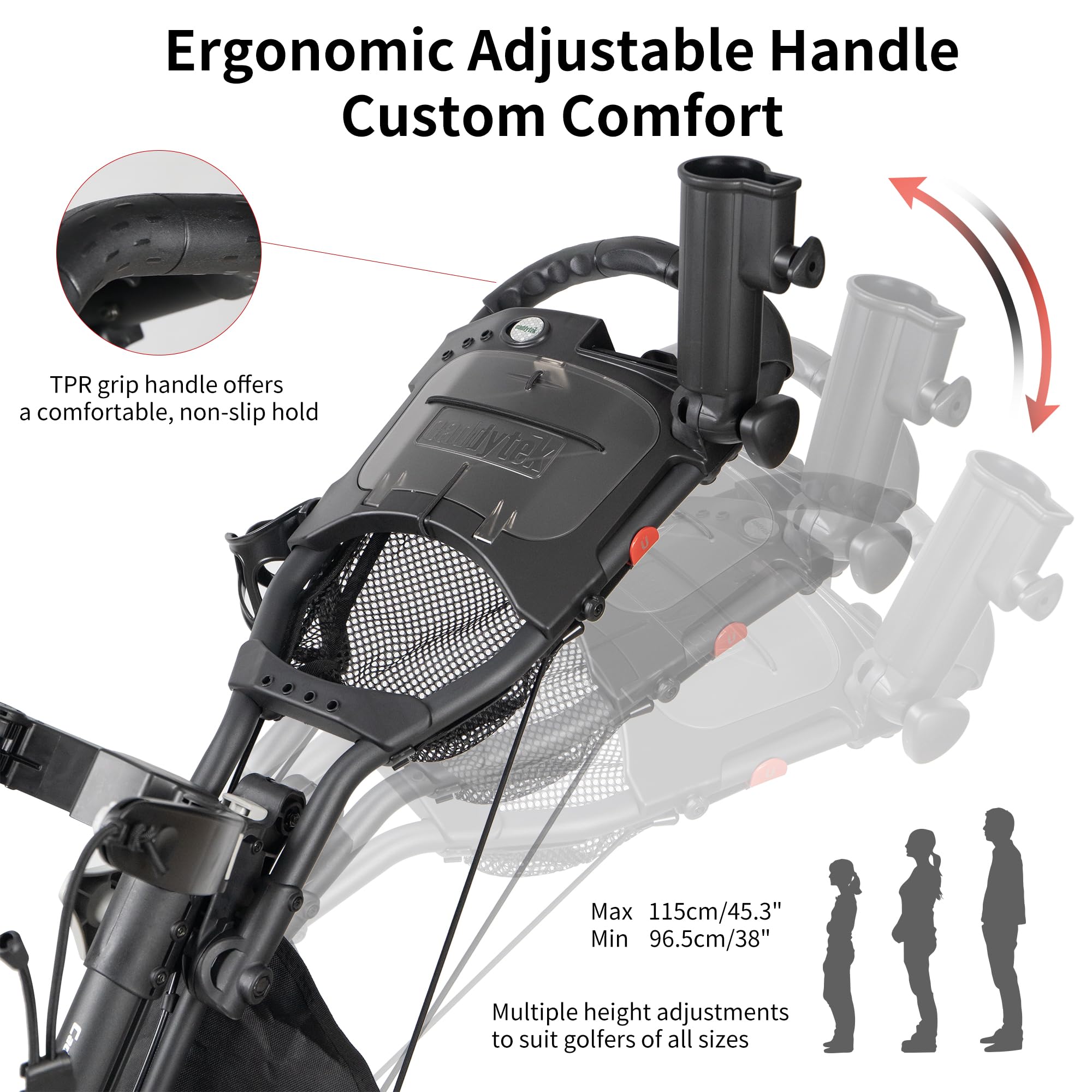 Caddytek CaddyLite One Swivel Version 8 Golf Push Cart - 3-Wheel Lightweight Folding Golf Cart with 360° Swivel Front Wheel & Adjustable Handle | Perfect for Golfers, Walking Courses, Practice Ranges & Tournaments