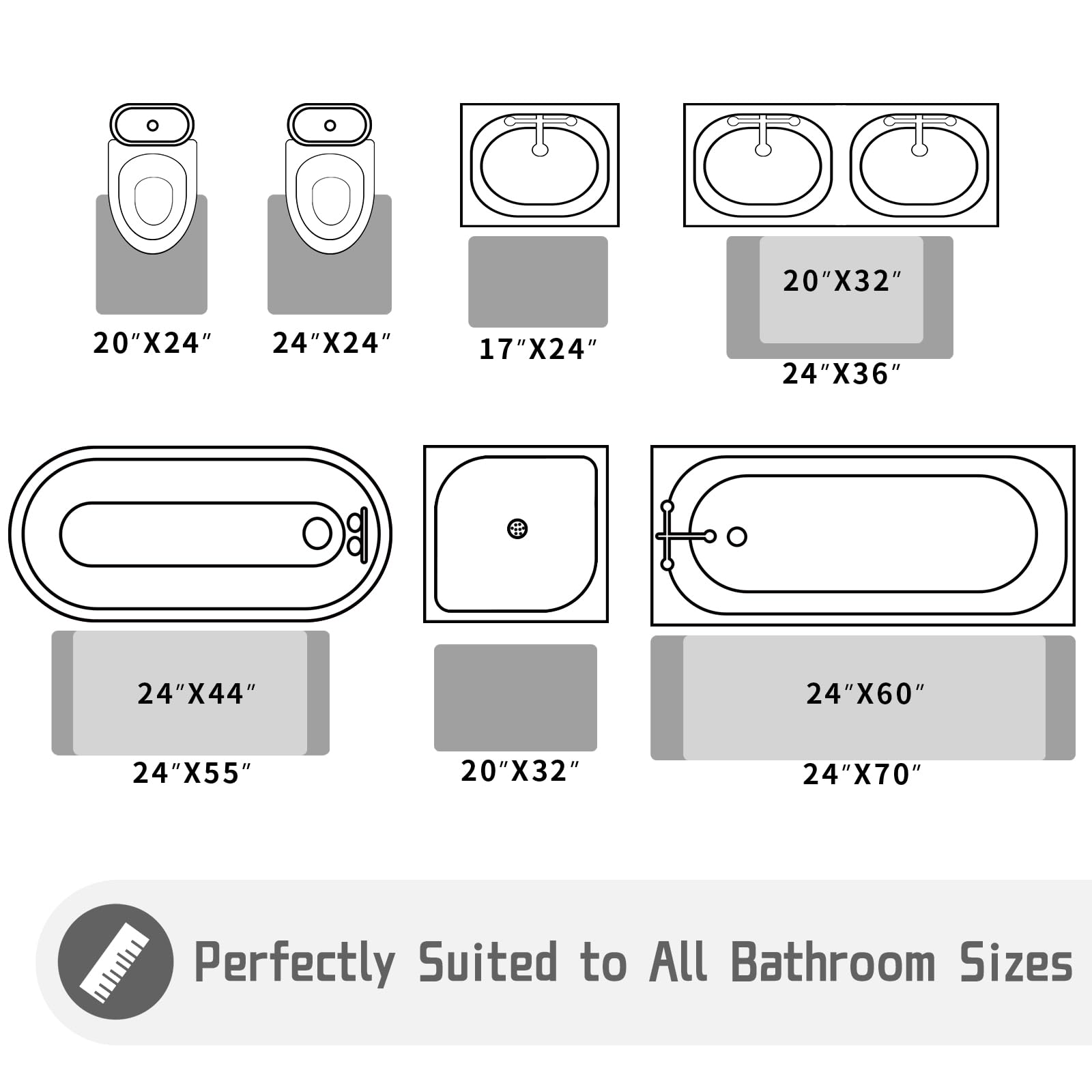 Yimobra Non-Slip Bath Mat 24x44, Quick Dry & Machine Washable - Soft Absorbent for Bathroom & Bedroom Floors