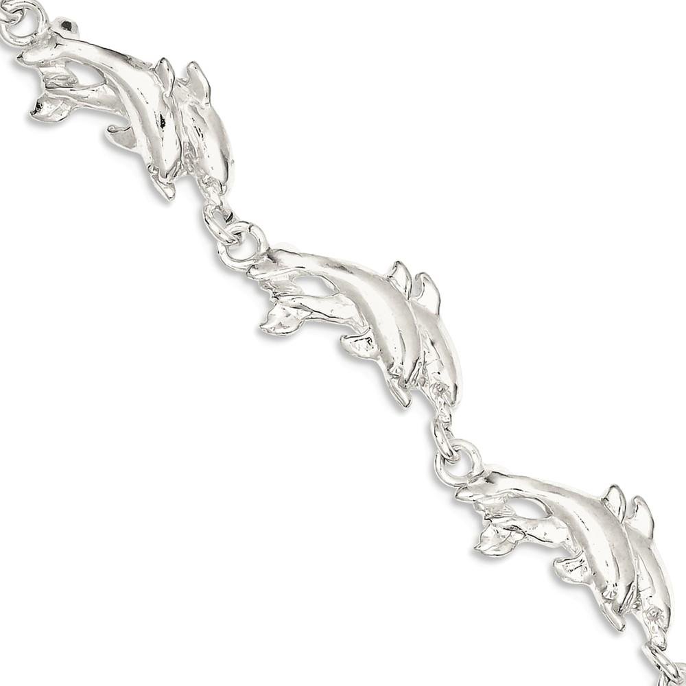 925 Sterling Silver Sea Dolphin Charm Bracelet - Nautical Ocean Fish Jewelry for Women - Perfect for Beach Vacations, Summer Outfits & Gift Giving