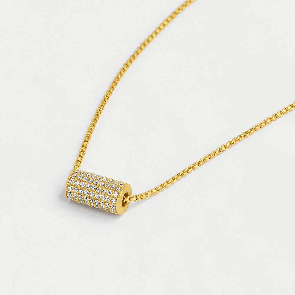 Dean Davidson Petit Pavé Mini Tube Necklace - Elegant 14K Gold Dainty Chain Necklace for Women, Perfect for Everyday Wear, Gift Giving & Special Occasions