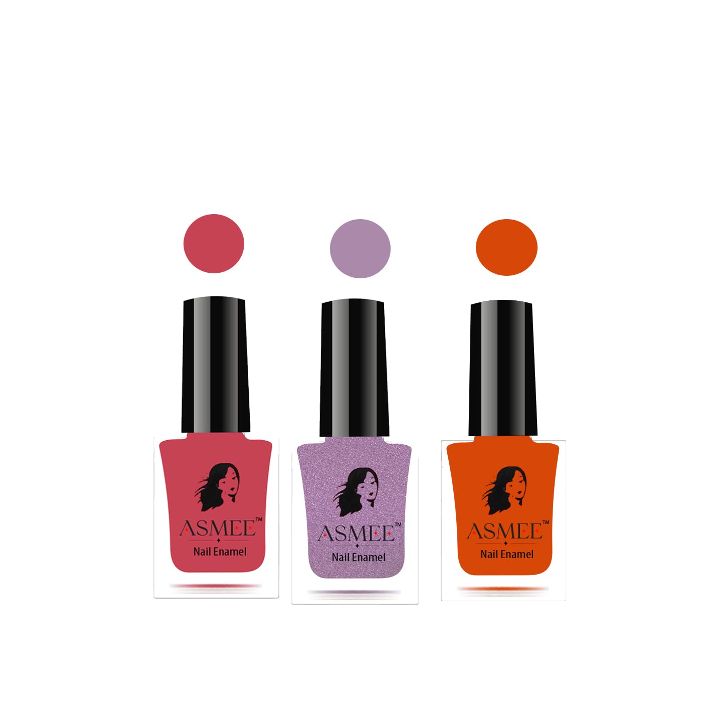 Asmee Classic Nail Polish Set - 3 Pack (Coral Rose, Wisteria, Magic Orange) | Long Lasting Nail Enamel for Women | Perfect for Daily Wear, Parties & Special Occasions