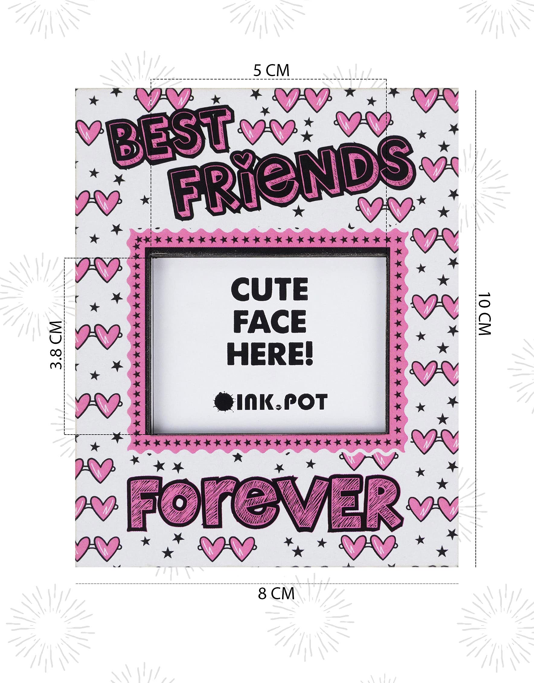 Best Friends Forever Photo Magnet Frame - Refrigerator Magnetic Photo Frames - Mini Picture Frames - Perfect Gift for Friends & BFFs (10x8cm) - Ideal for Kitchens, Offices & Dorm Decor