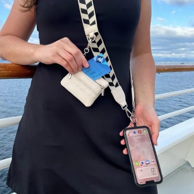 Premium Adjustable Crossbody Phone Strap with Zippered Wallet Pouch - Compatible with iPhone & Smartphones - Hands-Free Convenience for Shopping, Travel & Outdoor Activities (Black)