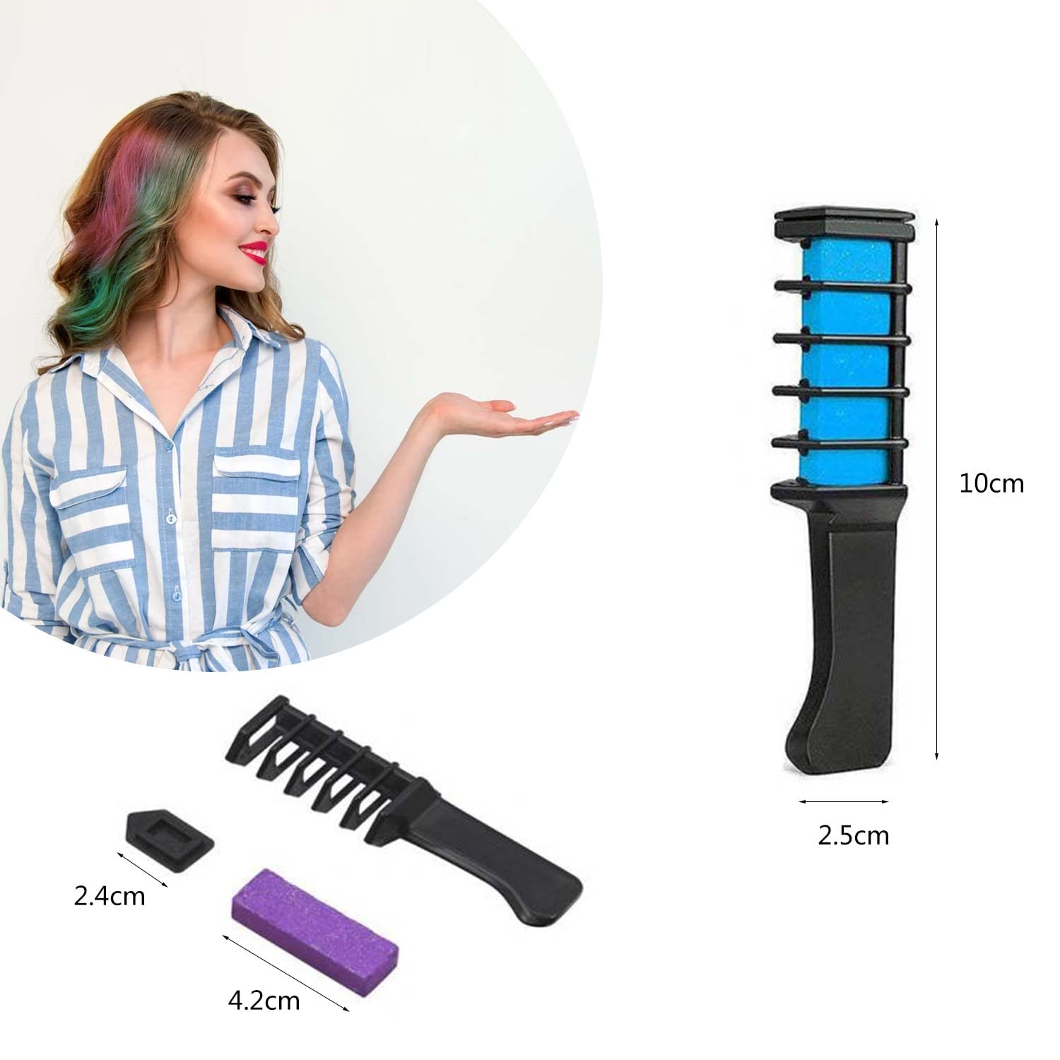 6pcs Temporary Hair Chalk Comb Set - Washable Hair Color Pens & Bright Hair Dye Cream for Kids | Perfect for Girls' Gifts, Cosplay, Halloween & Christmas | Fun Party Makeup & Children's Day Activities
