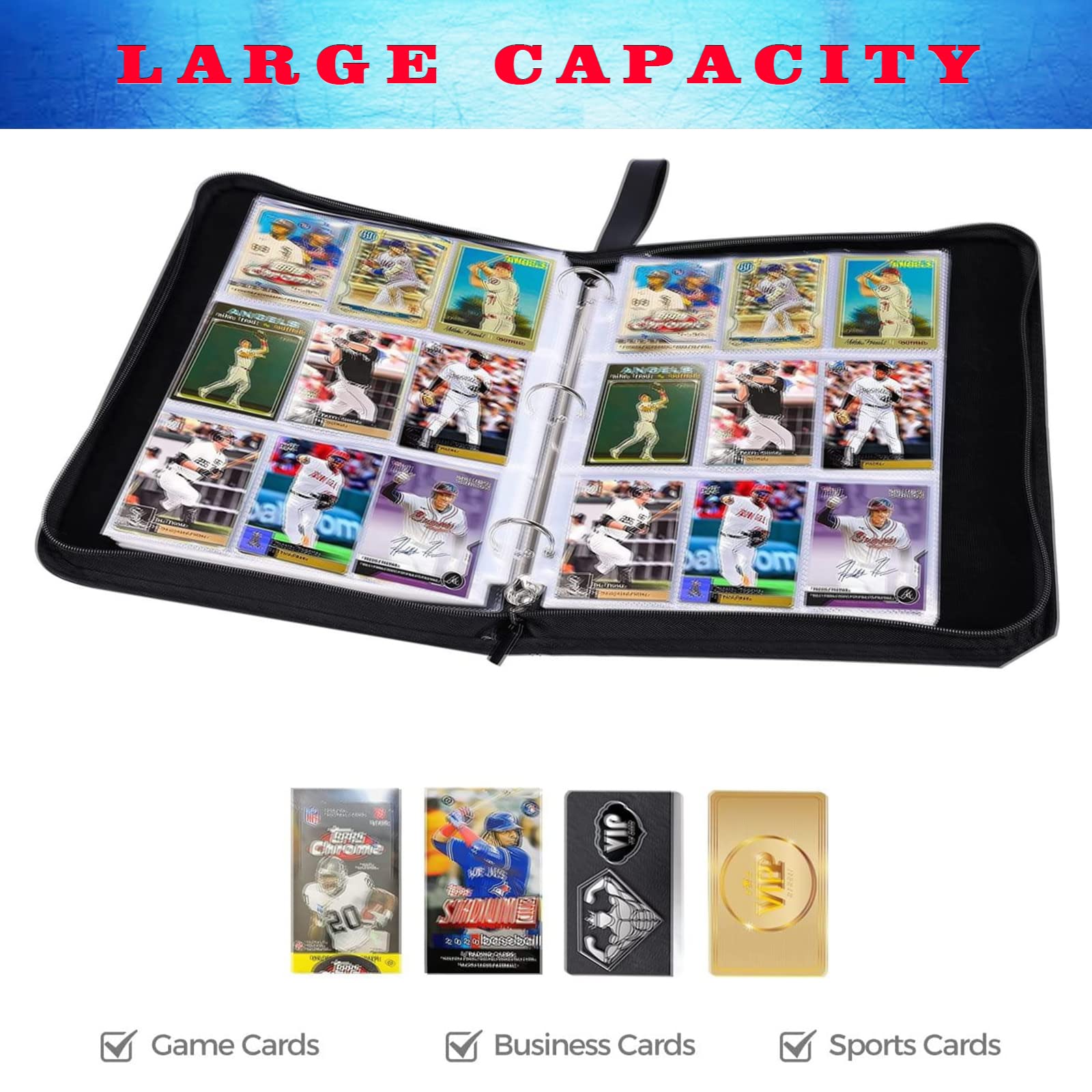 Premium 900-Pocket Hockey Card Binder - Trading Card Collector Album with 50 Removable Sleeves for Sports & Hockey Cards | Perfect for Organizing, Displaying, and Protecting Your Valuable Card Collection at Home or Tournaments