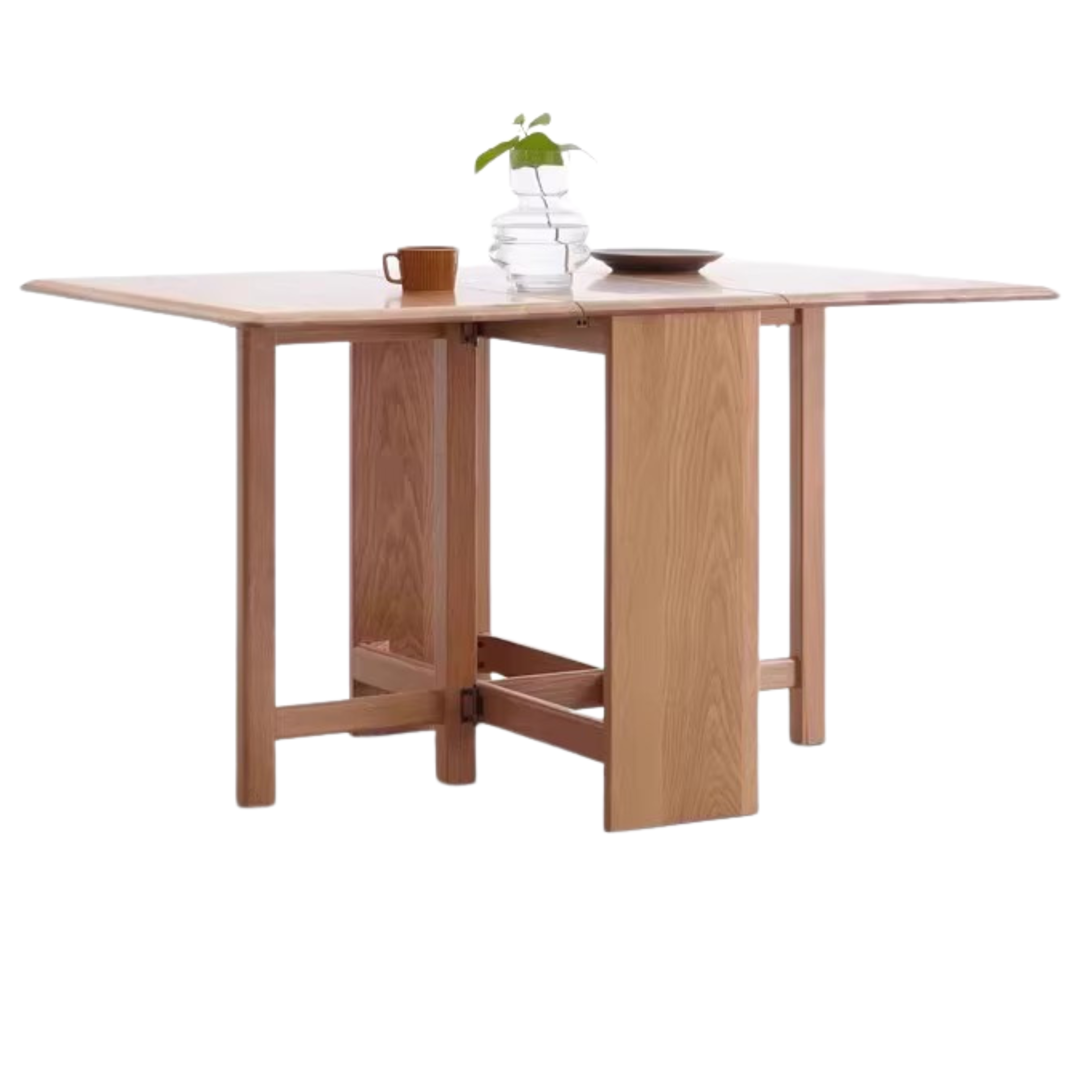 **Solid Oak Wood Extendable Dining Table - Expandable for 6 to 8 Seats - Perfect for Small Spaces & Entertaining Guests**