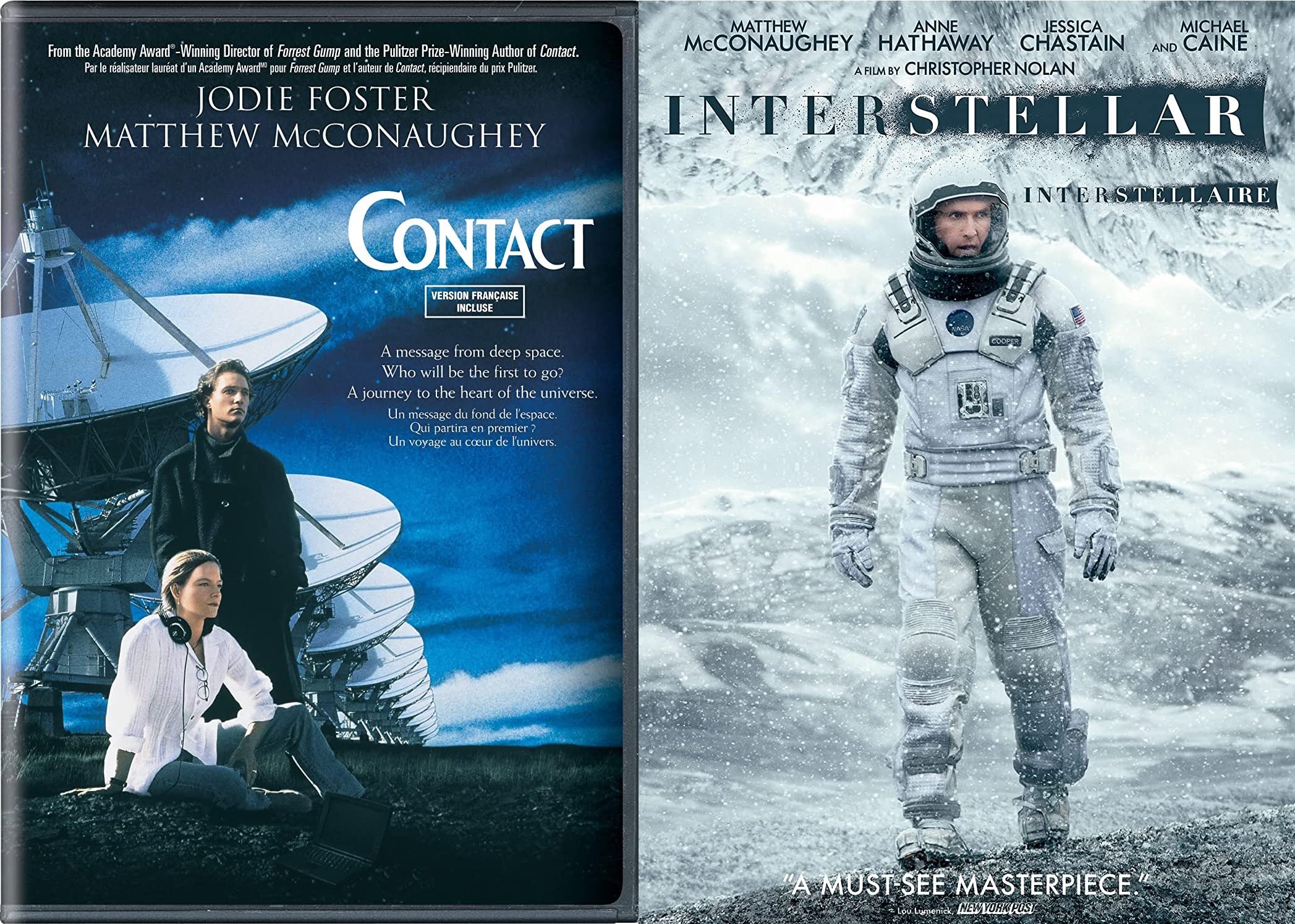 Interstellar & Contact DVD 2-Pack - Matthew McConaughey Sci-Fi Movie Collection | Perfect for Movie Nights & Sci-Fi Fans