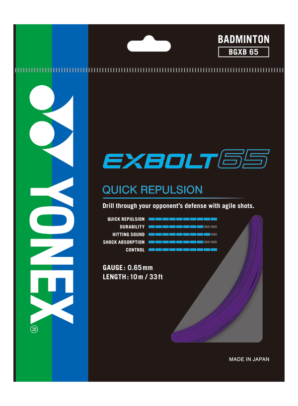 Yonex Exbolt 65 Badminton String Set (10m) - High Performance Badminton Racket String for Professional Players - Perfect for Tournament Play & Training Sessions